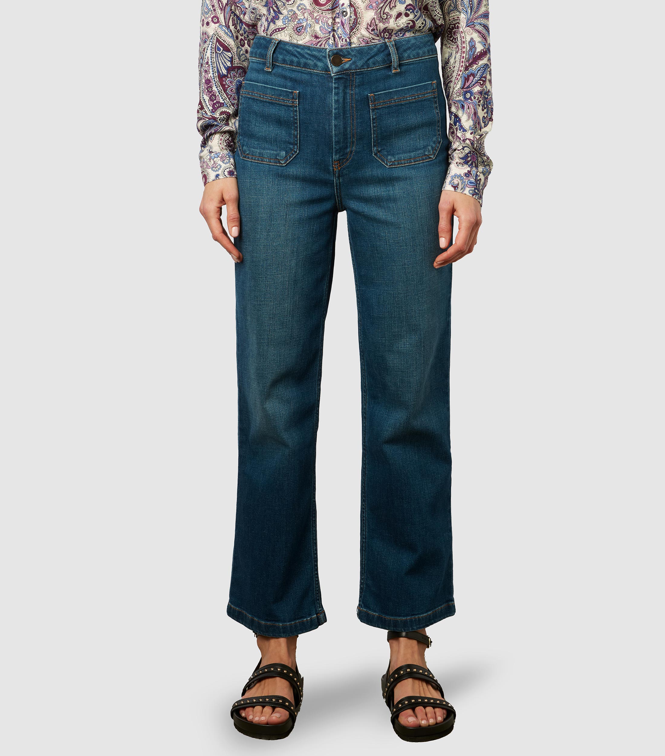 Pantalon Gérard Darel Jean Bleu – Femme Taille 44, Coton Stretch