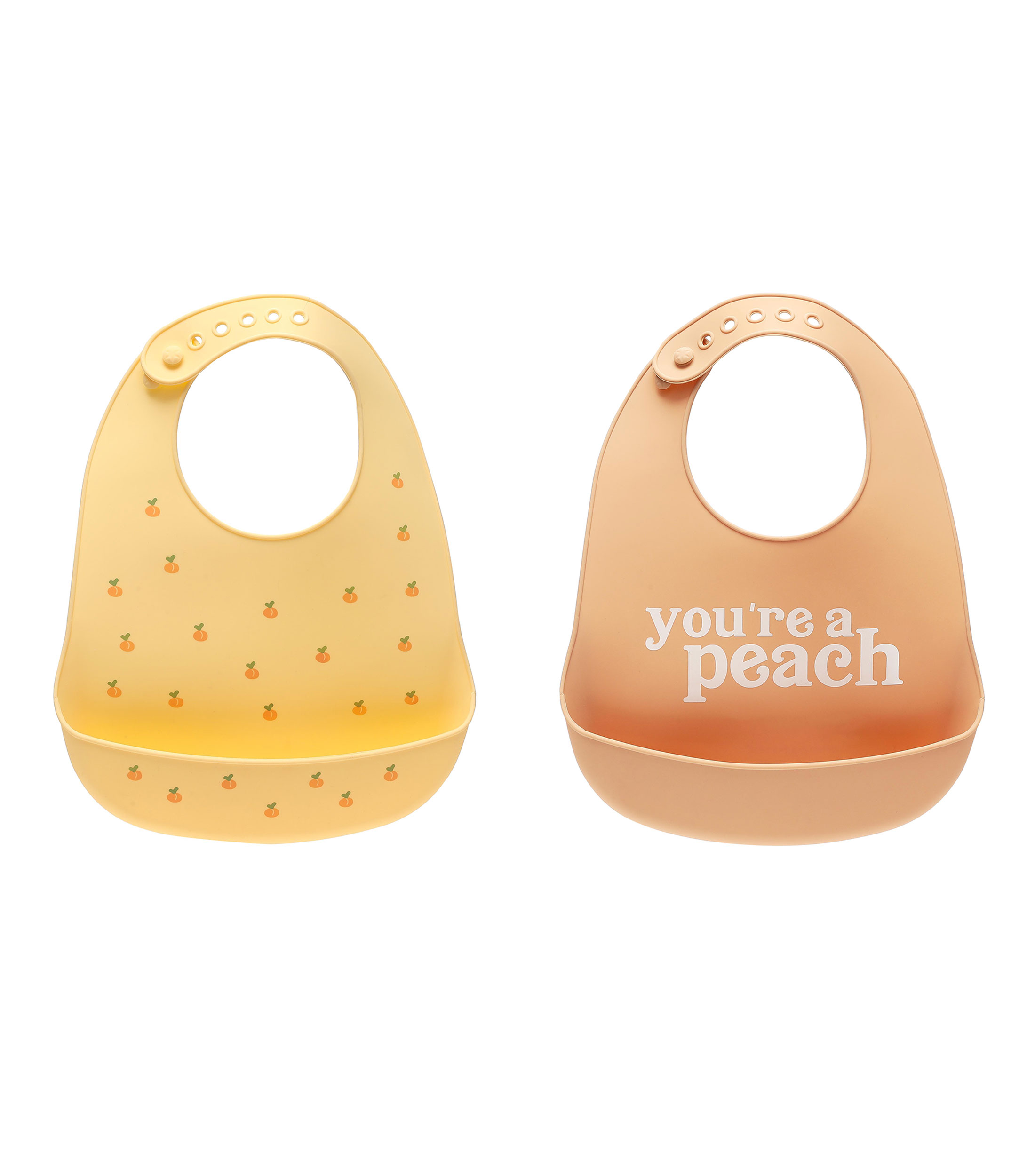 Set 2 Baberos Youre a Peach en silicon Naranja