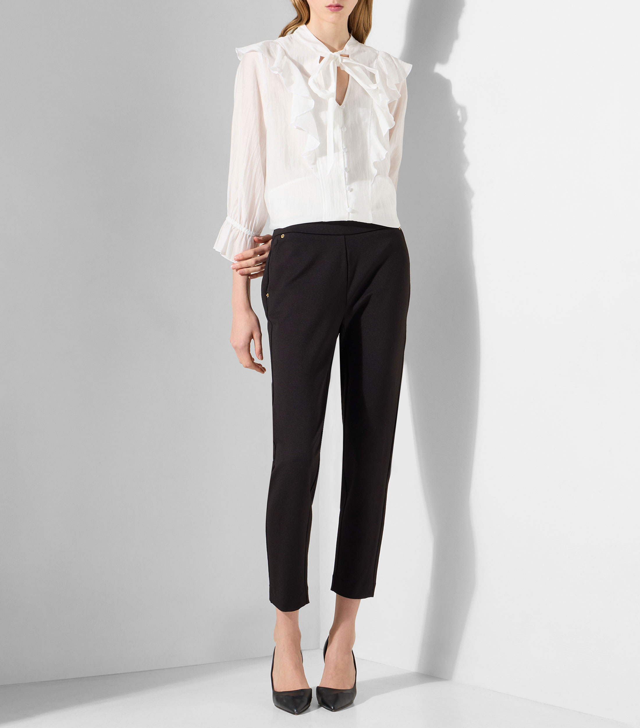 Blusa lisa manga 3/4 Mujer
