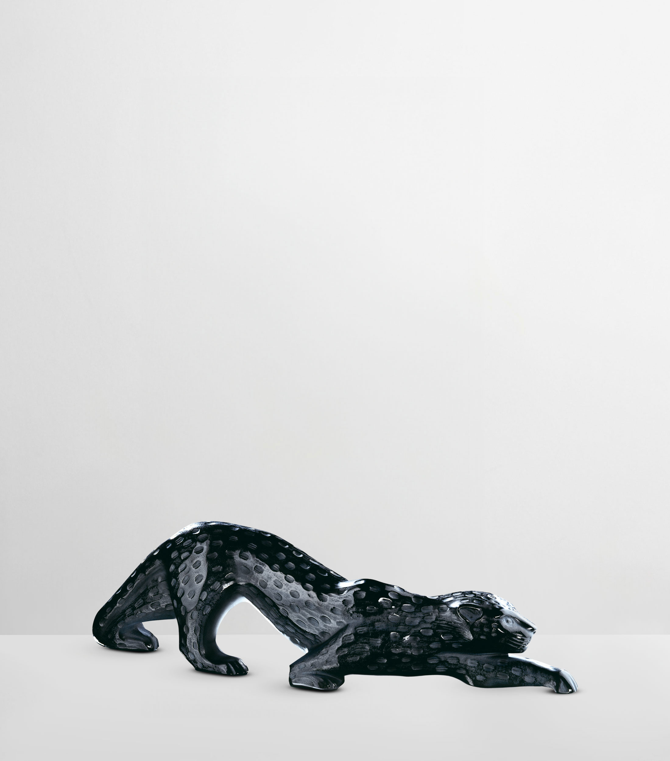 Escultura Pantera Zeila negra en cristal