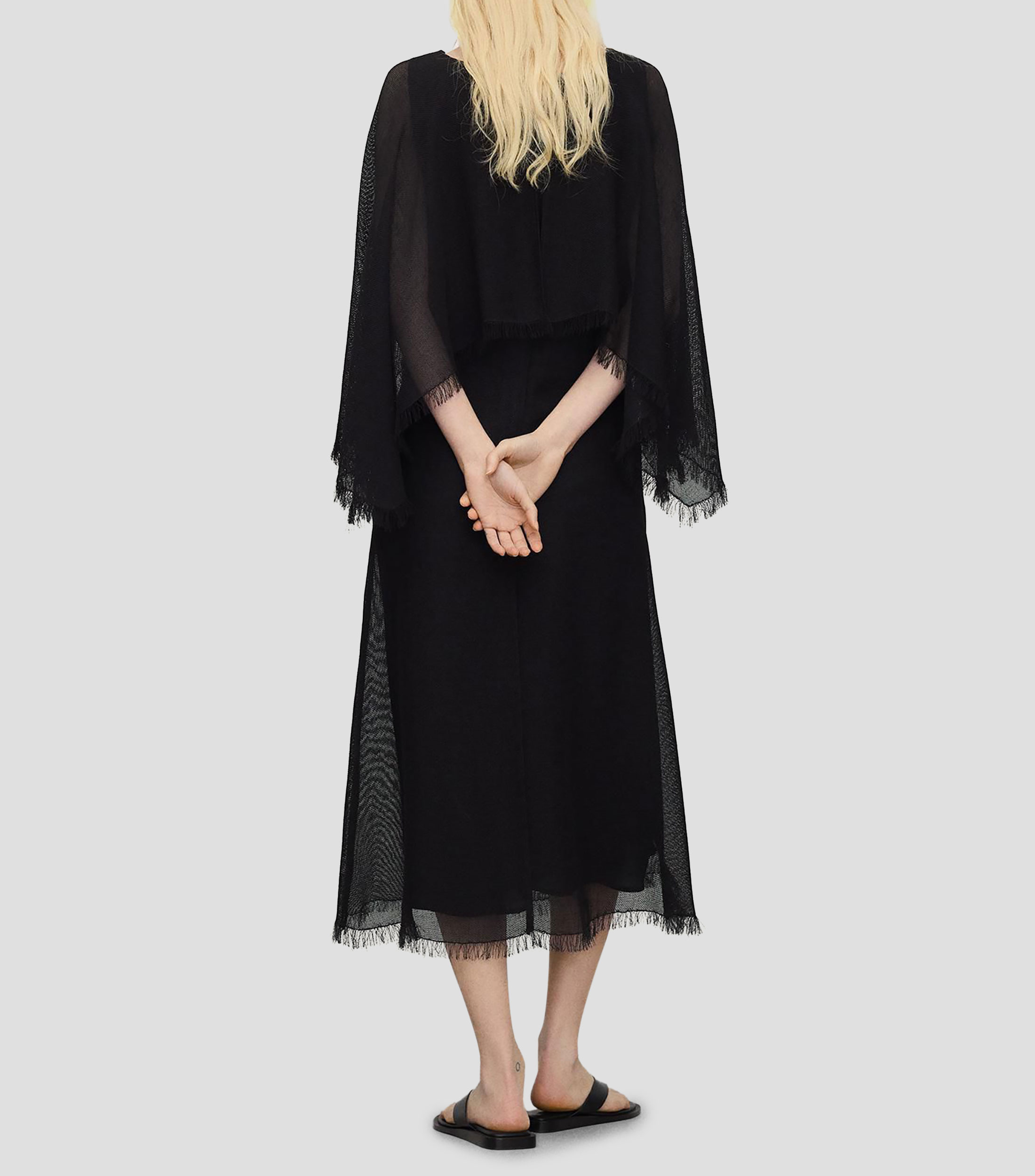 Vestido casual midi manga larga liso Mujer