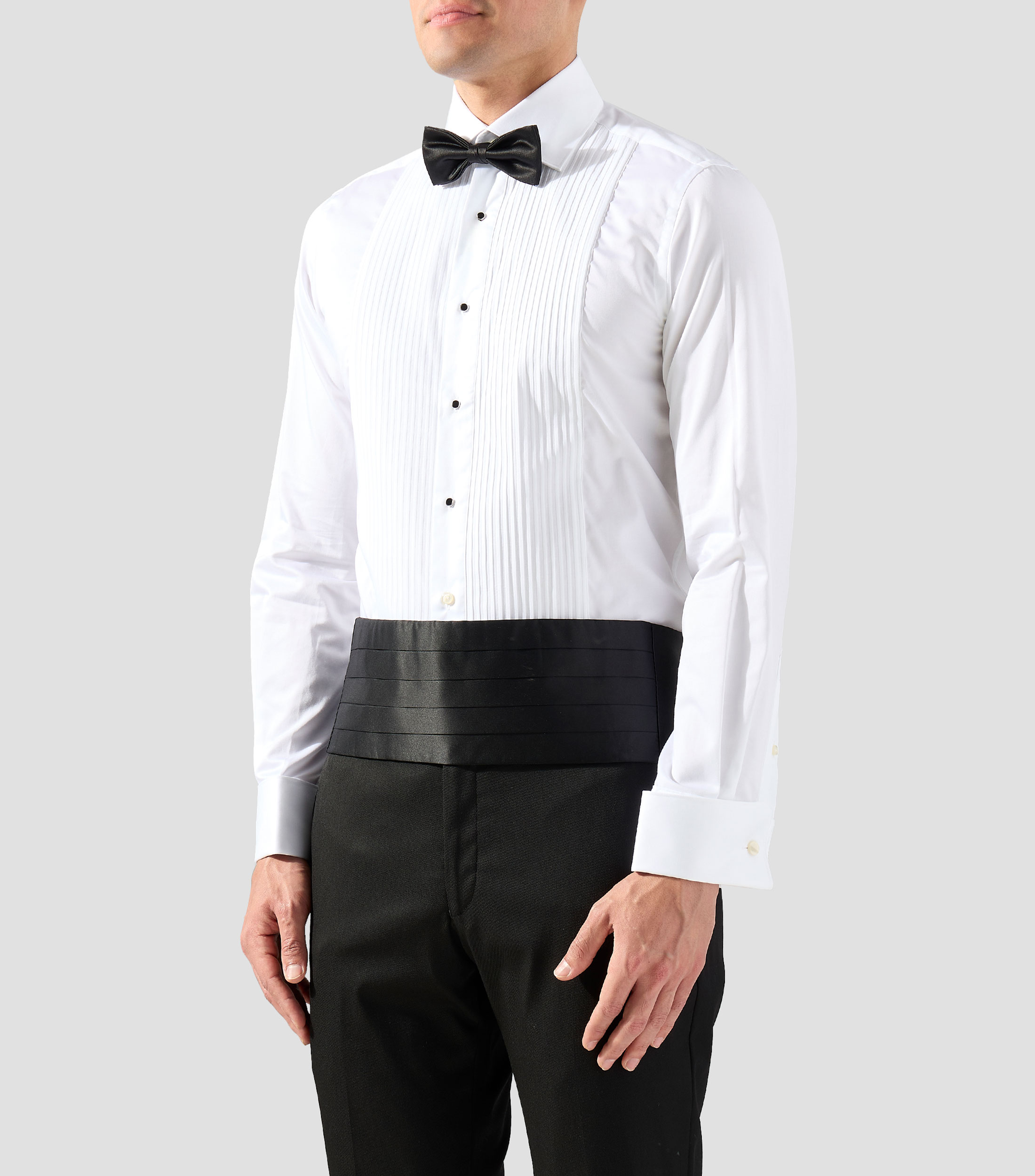 Camisa para smoking lisa manga larga Hombre