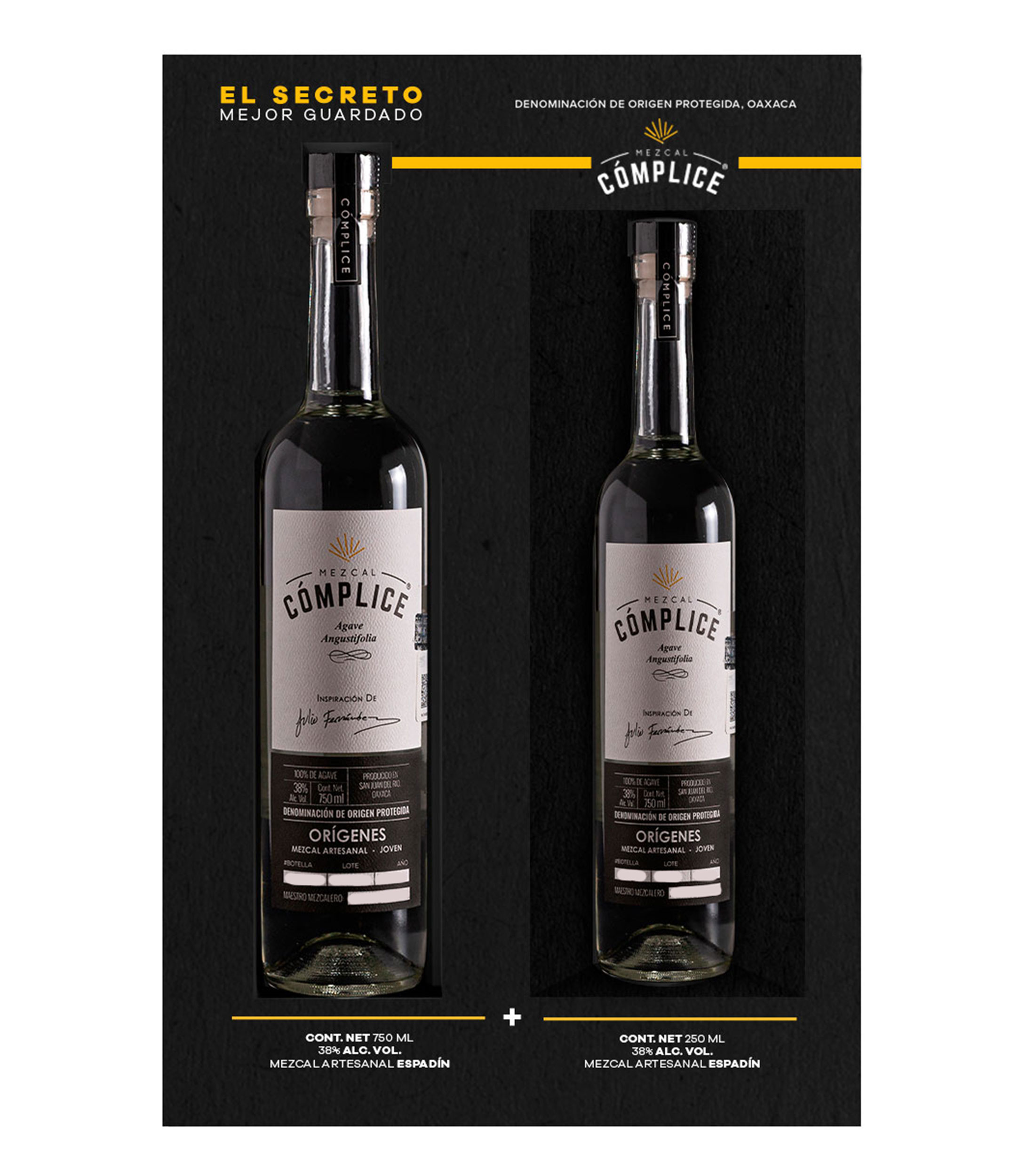 Mezcal Cómplice VAP Orígenes Espadín, 750 ml + 250 ml