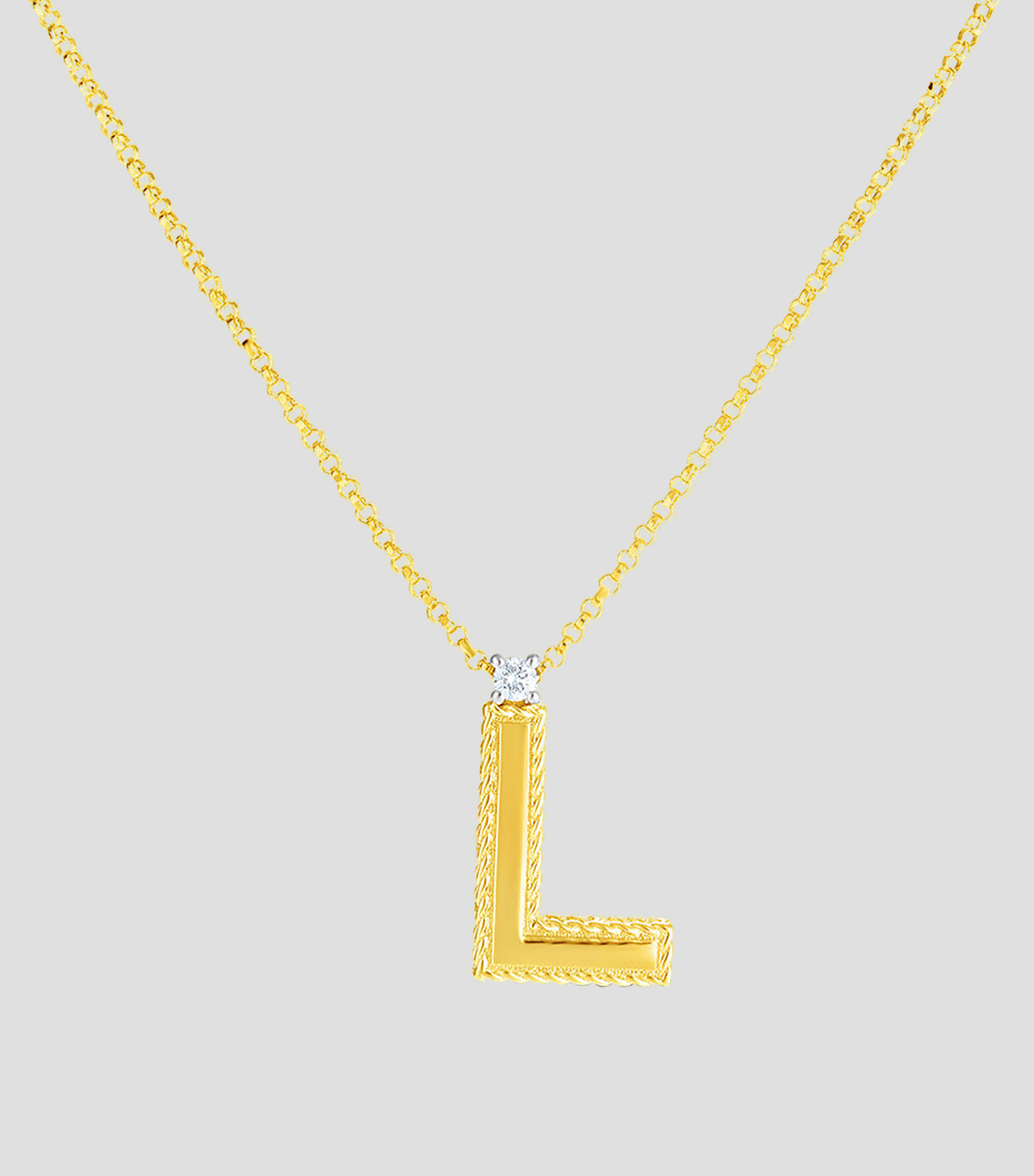 Collar letra "L" en oro amarillo de 18 Kilates con diamante Princess Mujer