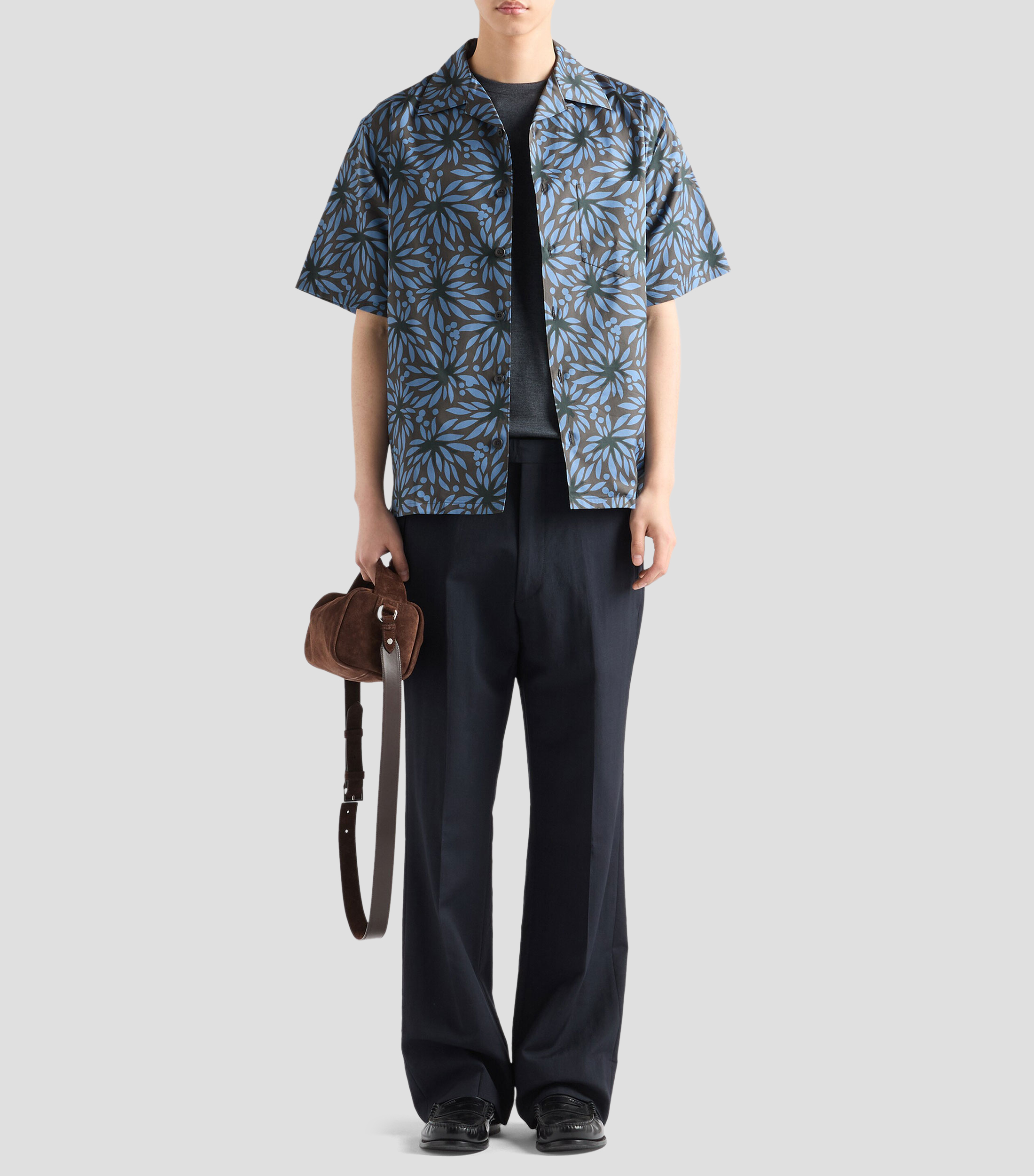 Camisa de bolera estampada manga corta Hombre