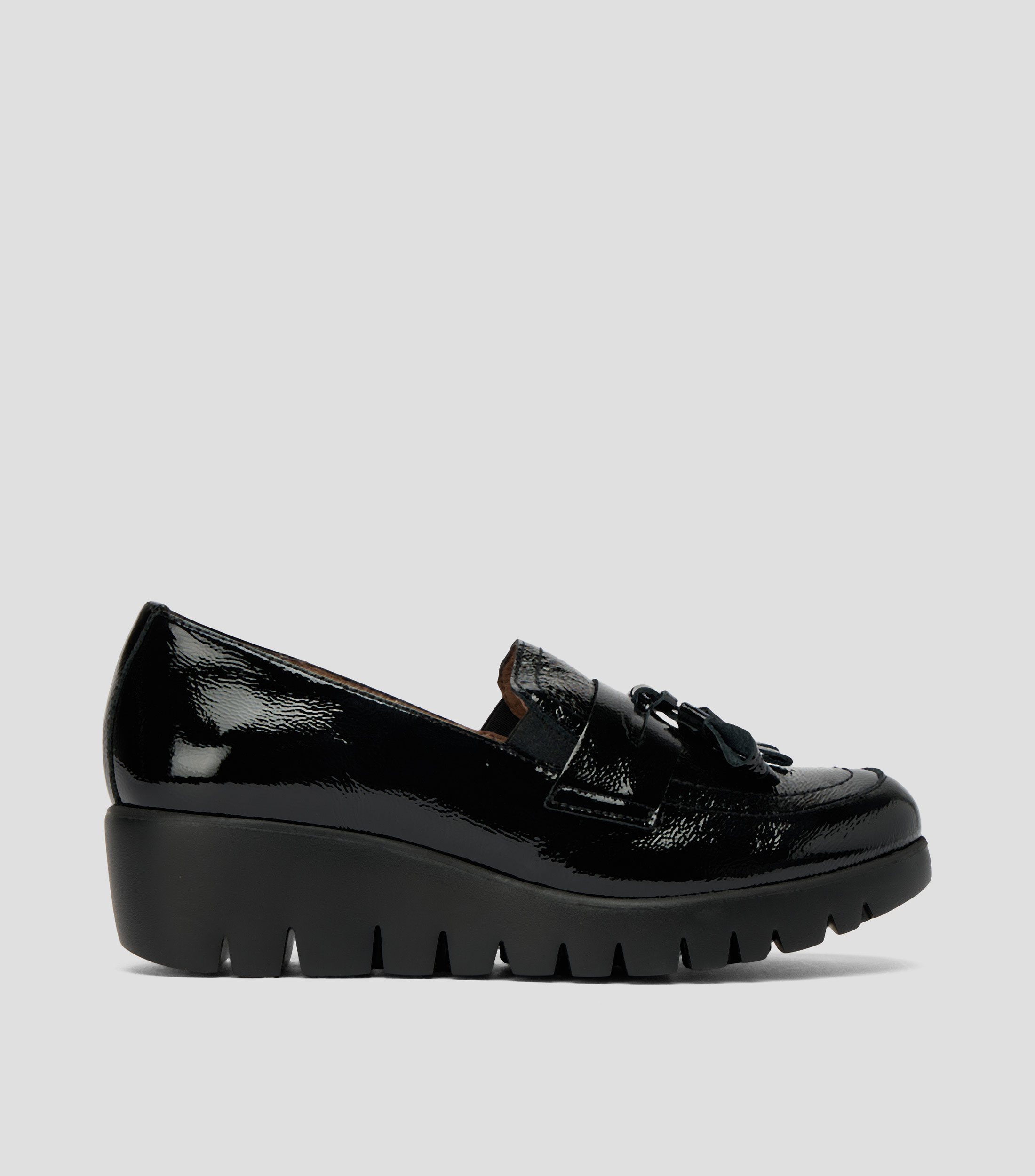 Zapatos casuales tacón bajo ancho en piel Mujer