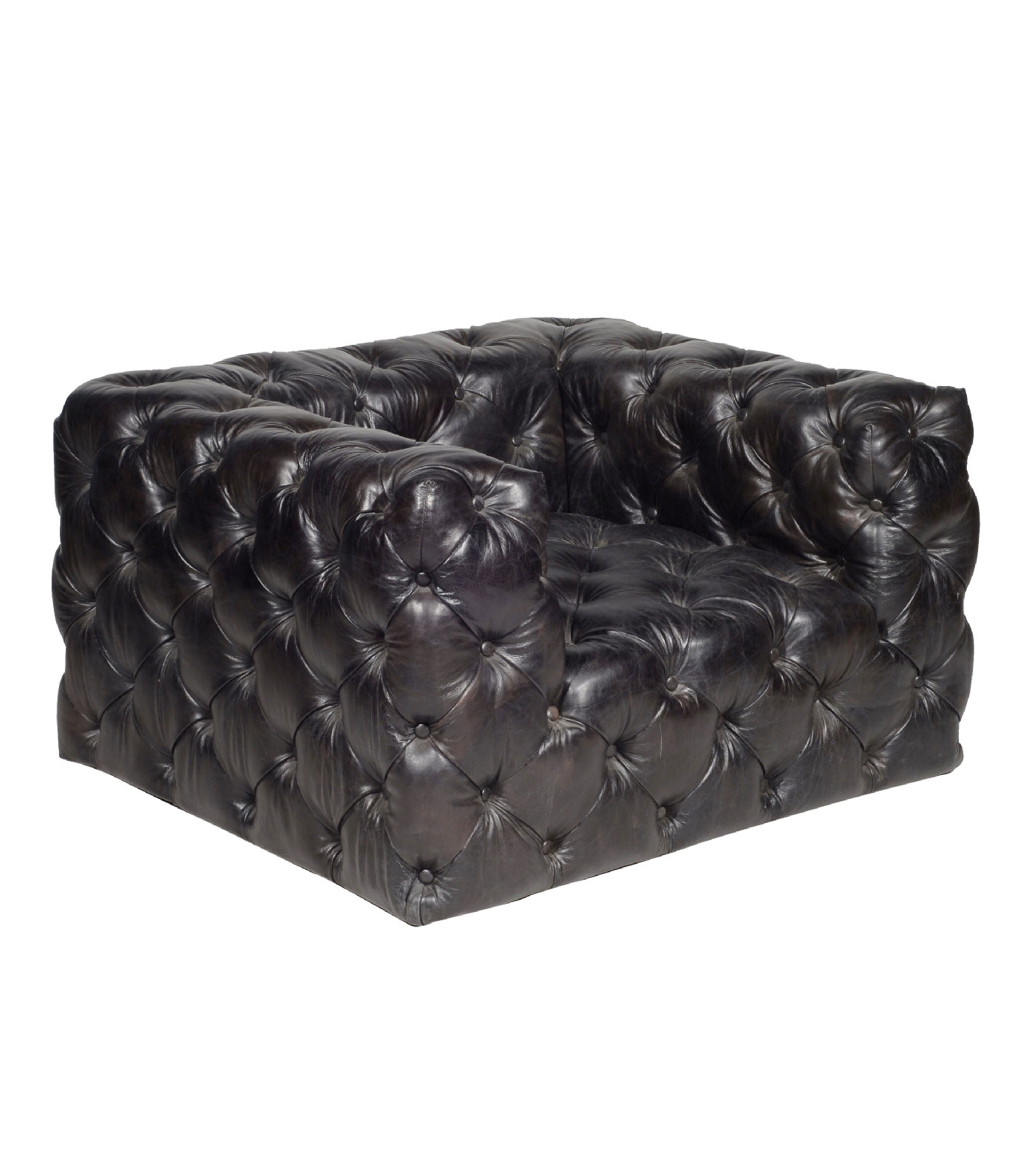 Sofa Tribeca Tufted en piel capitonado