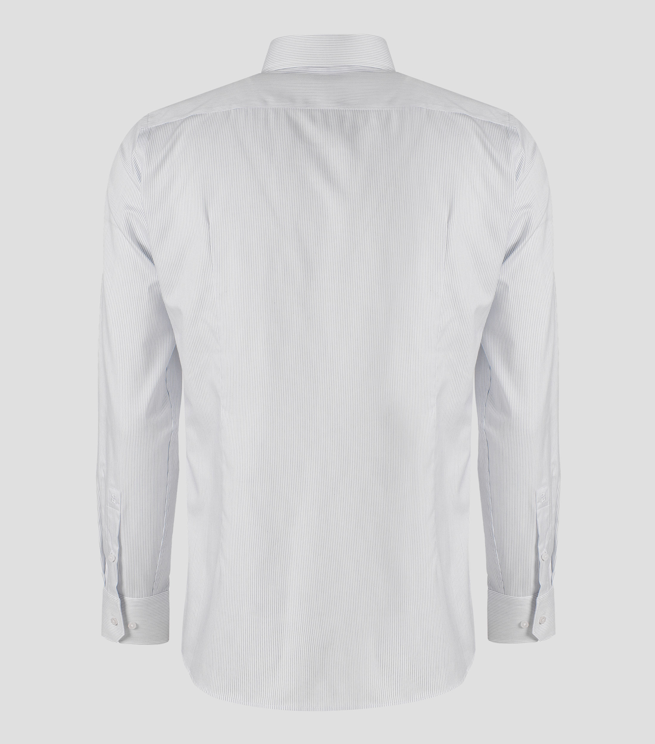 Camisa slim fit en sarga de algodón a rayas Hombre