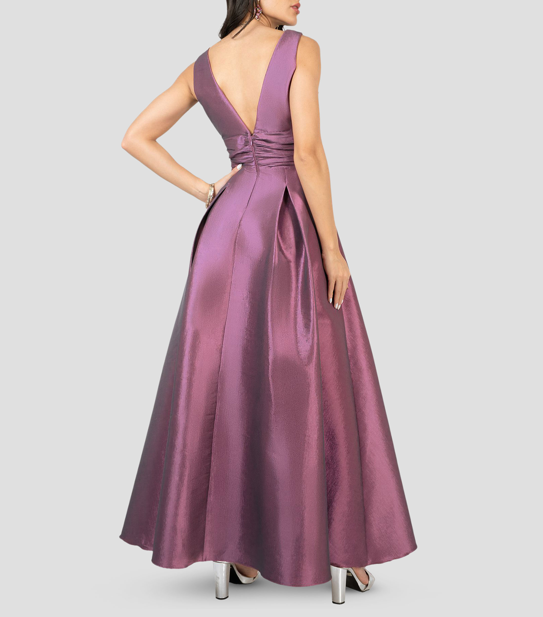 Vestido largo liso Mujer
