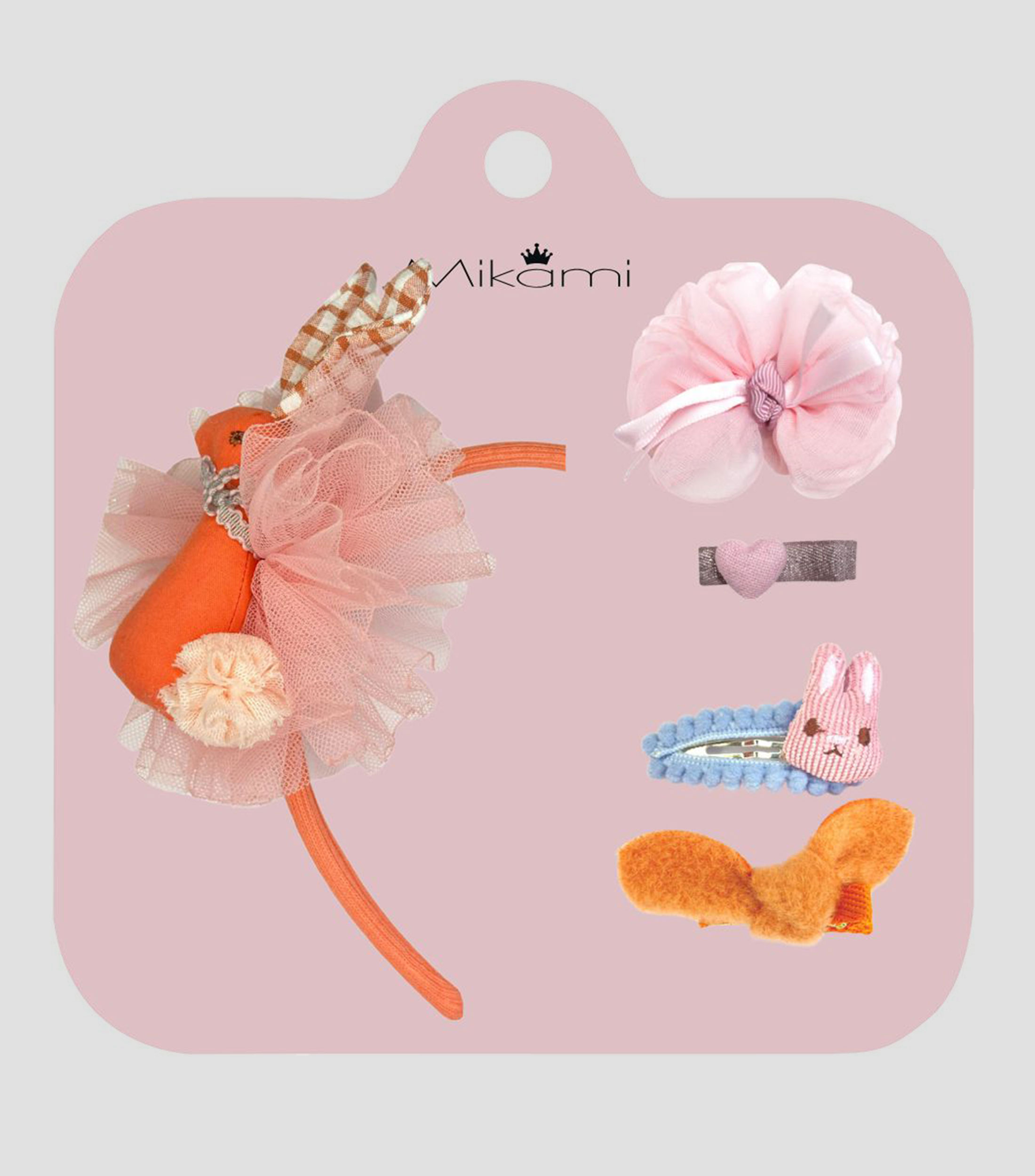 Set 5 accesorios para el cabello Conejo Naranja Niña