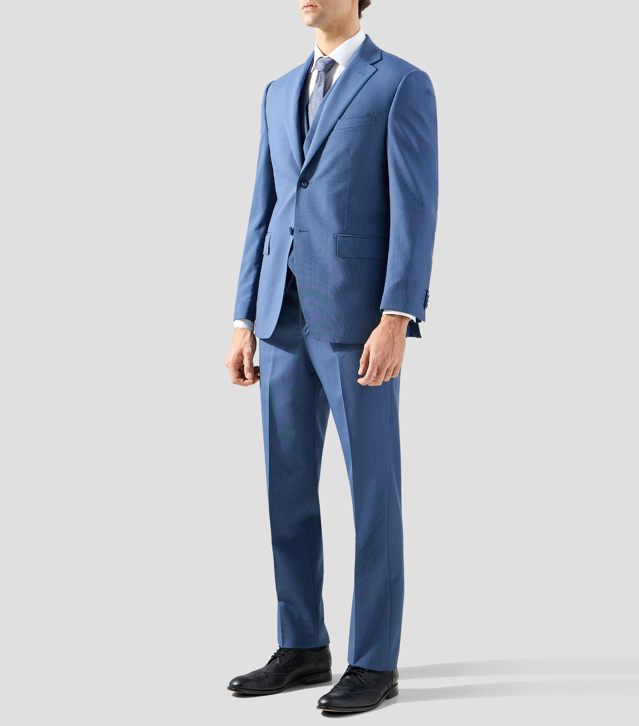 Traje de corte slim en lana liso Hombre