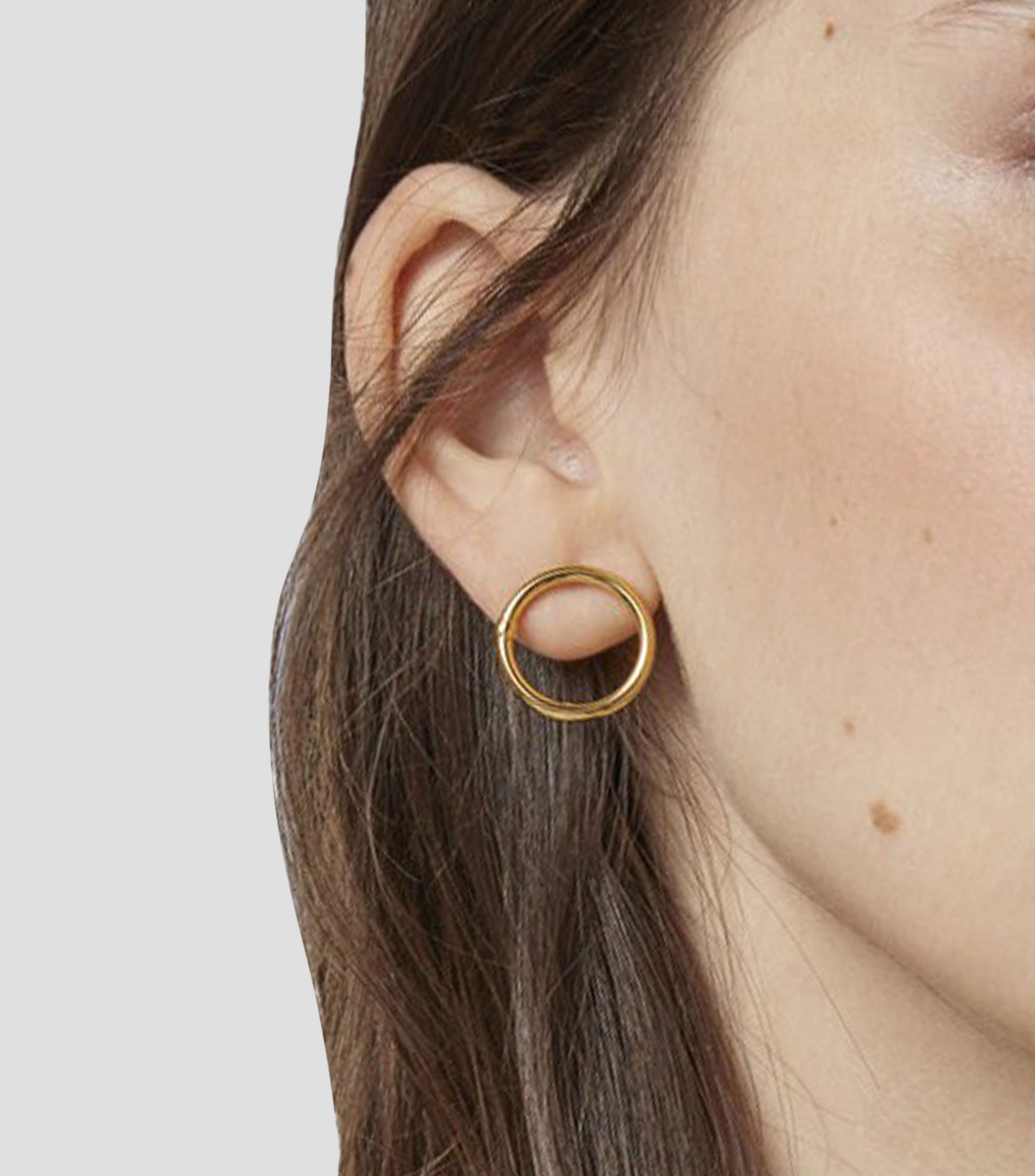 Aretes en oro amarillo 18 Kilates redondos Hold Mujer