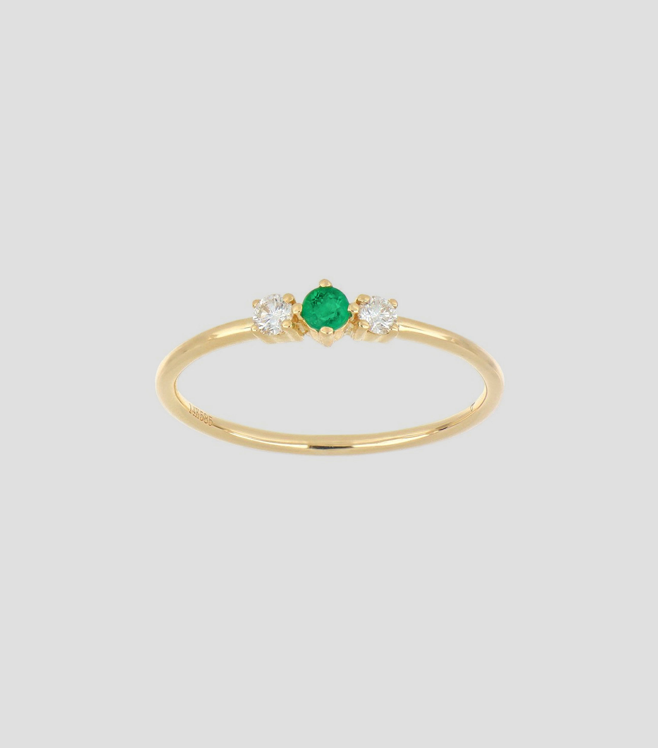 Anillo en oro con esmeralda y diamante Mujer