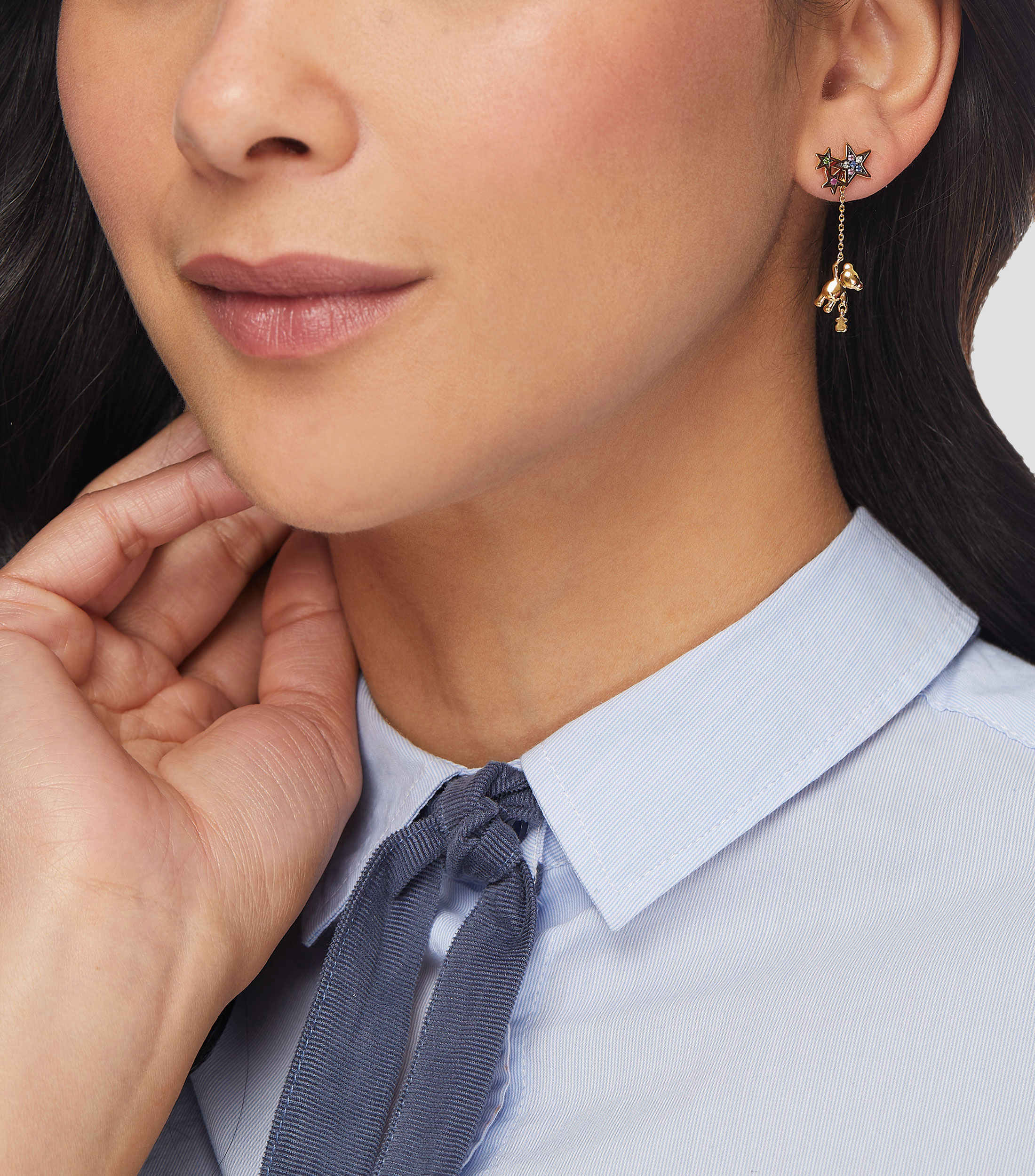 Aretes en plata .925 con gemas Teddy Bear Stars Mujer