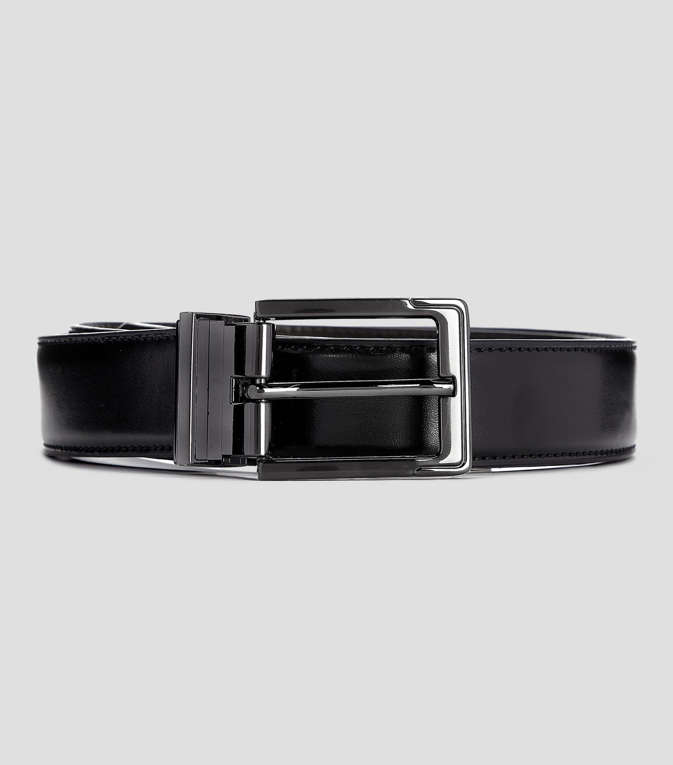 Cinturón Perry Ellis Para Hombre - Color Negro, Talla 30 - Hebilla De Plata Envejecida, 7 Agujeros