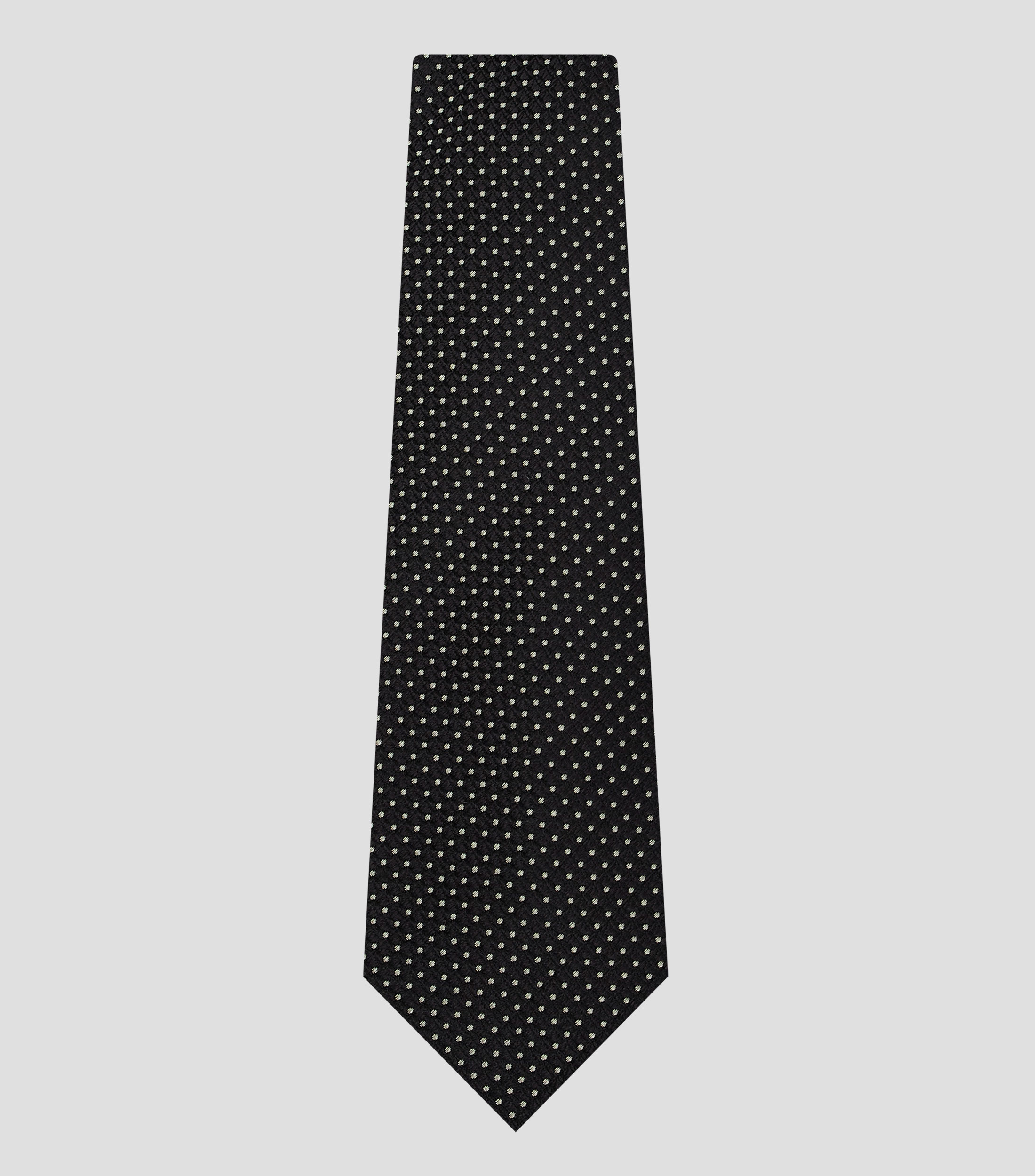 Corbata ancha en seda negra con polkadots