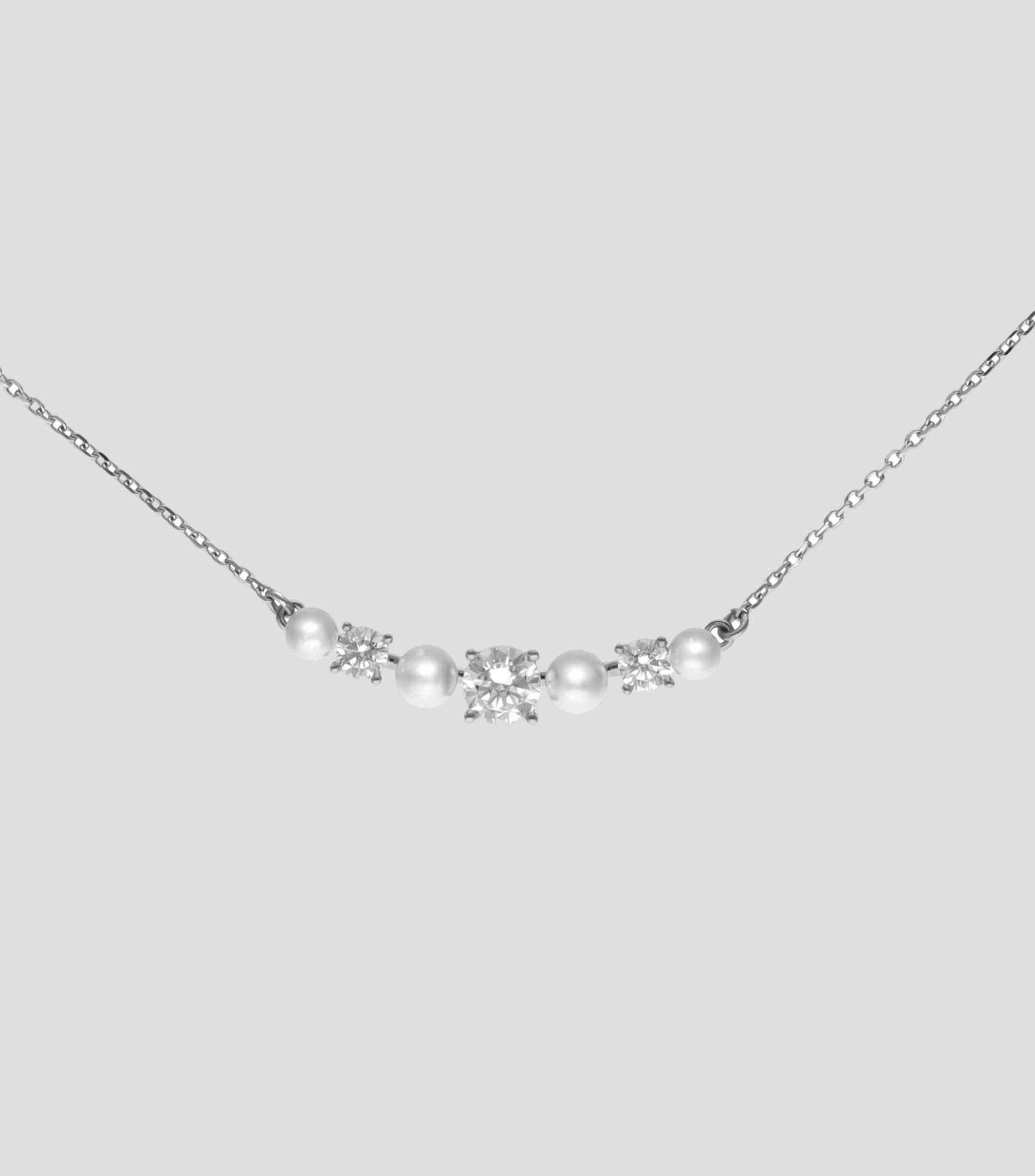 Collar en plata con perlas y circonia Mujer