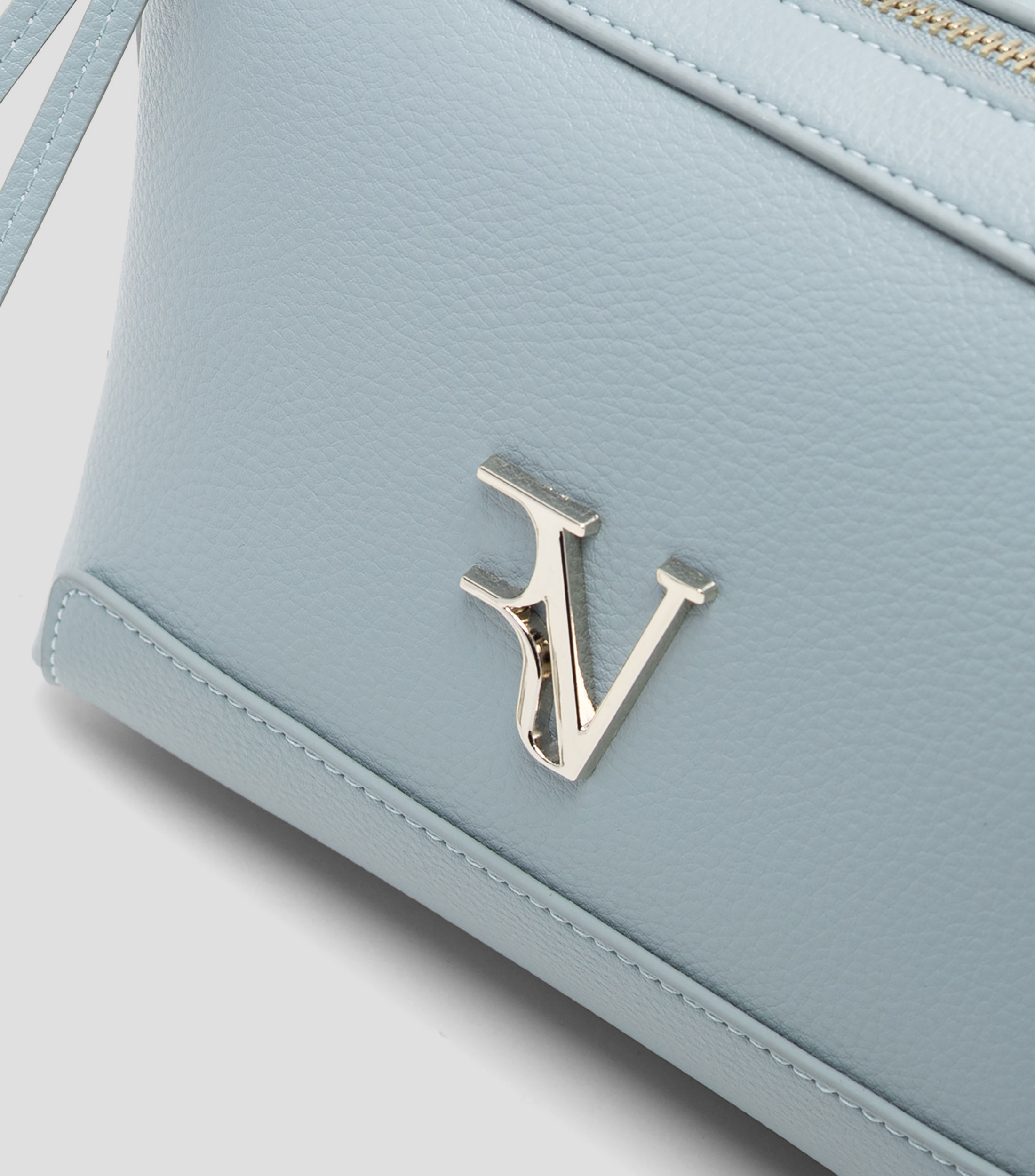 Bolsa crossbody azul en piel lisa Mujer