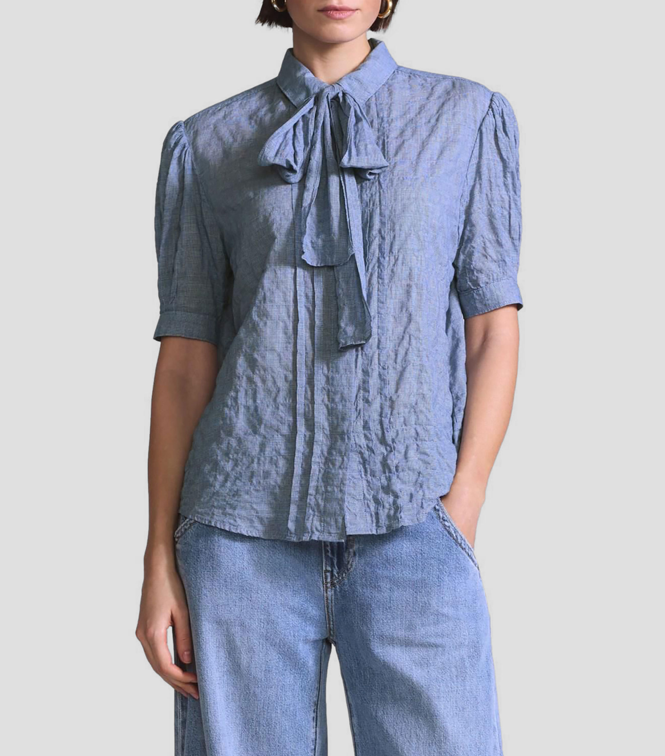 Blusa sólido manga corta Weekend Blue Tab Mujer