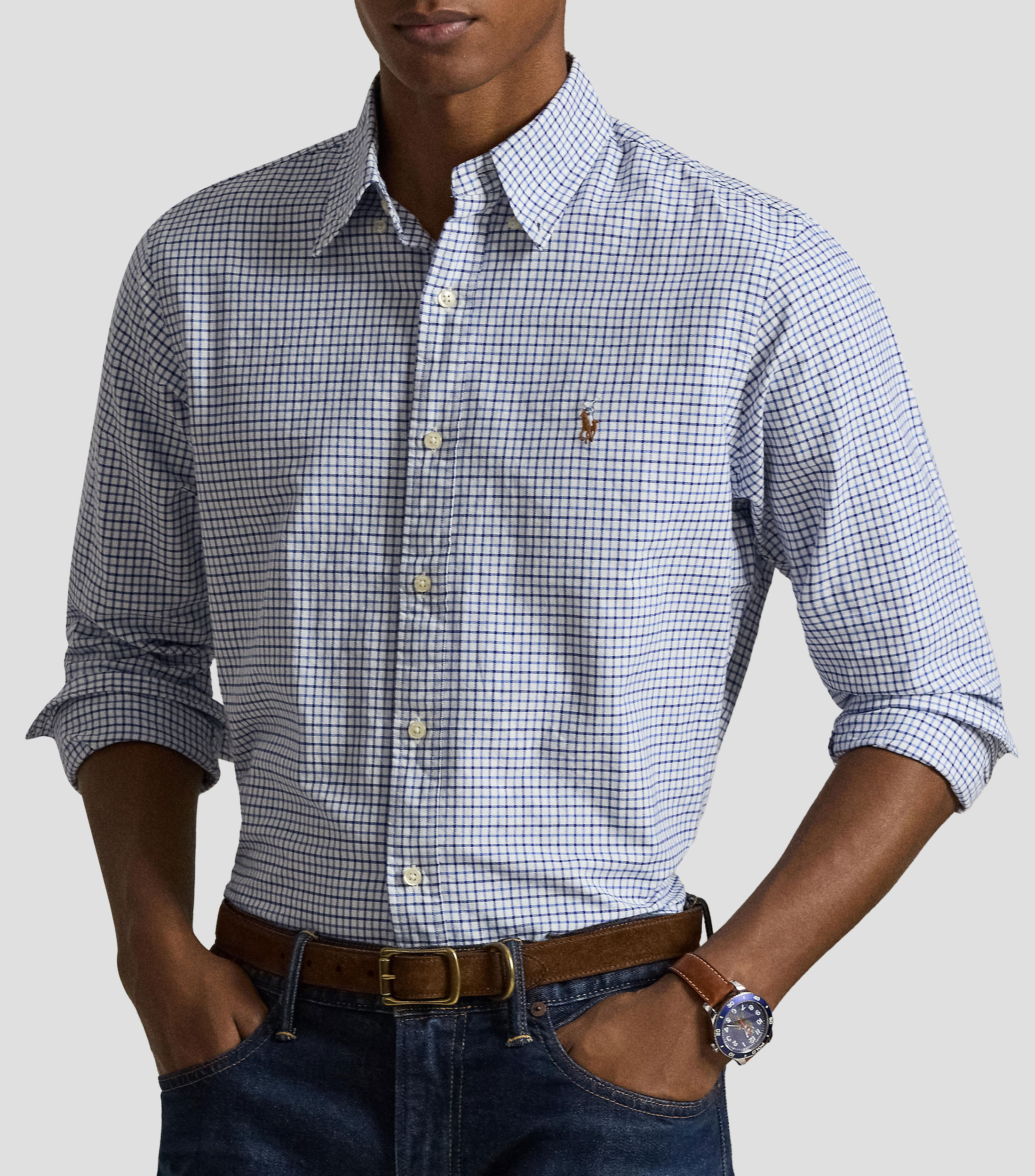 Camisa con cuadros manga larga Hombre