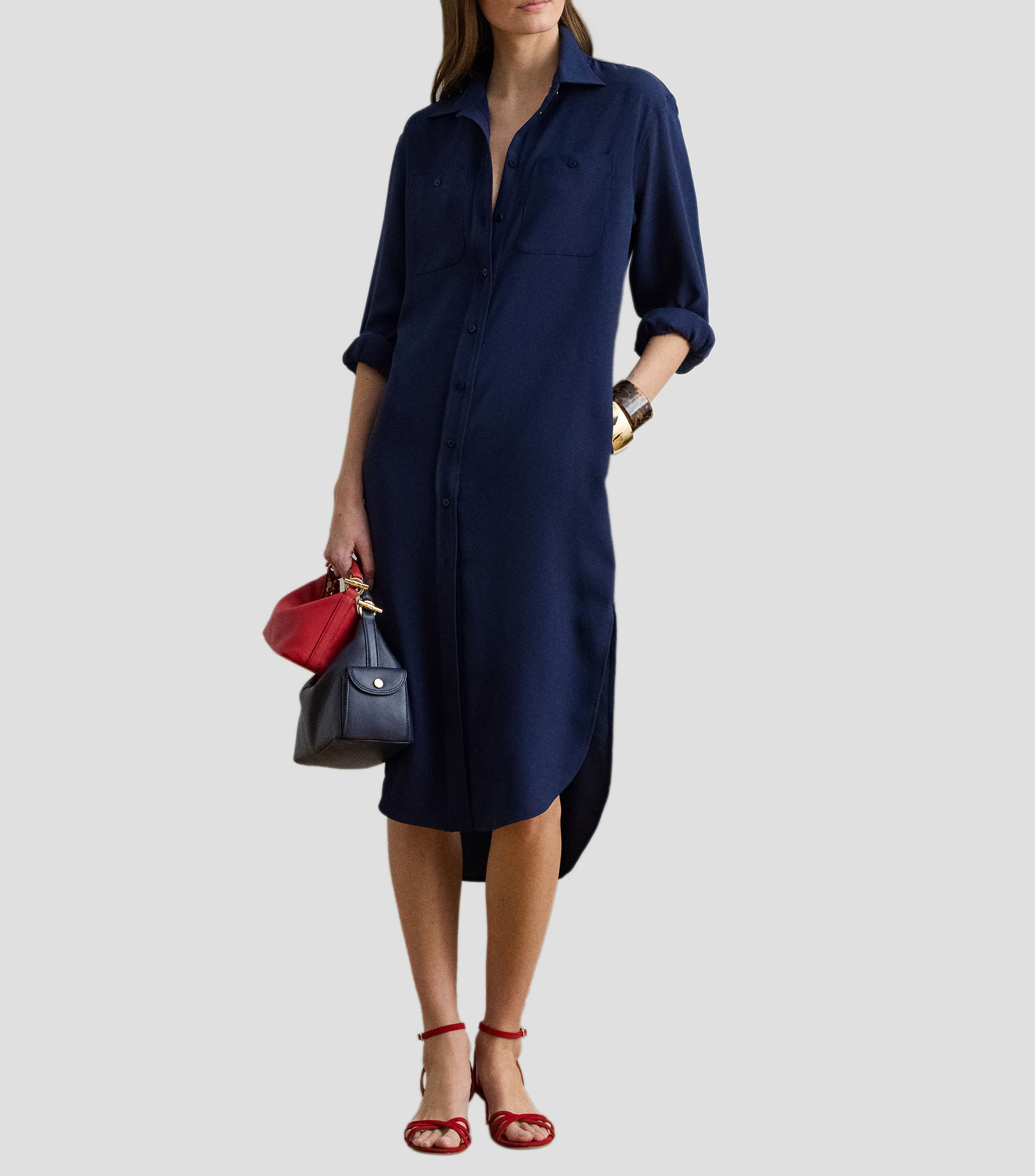 Vestido midi liso Mujer