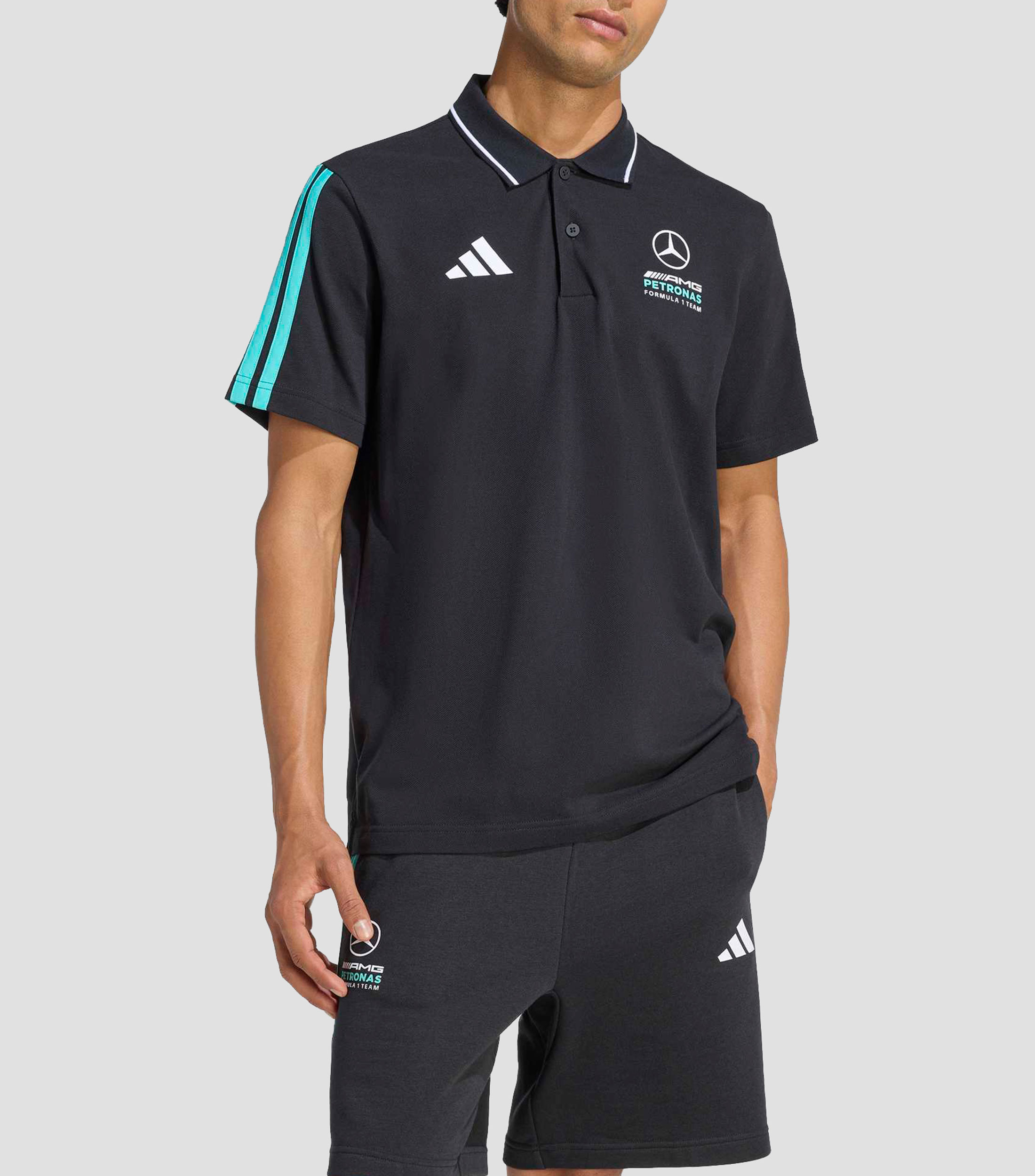 Playera tipo polo manga corta Mercedes AMG Petronas Motorsport lisa Hombre