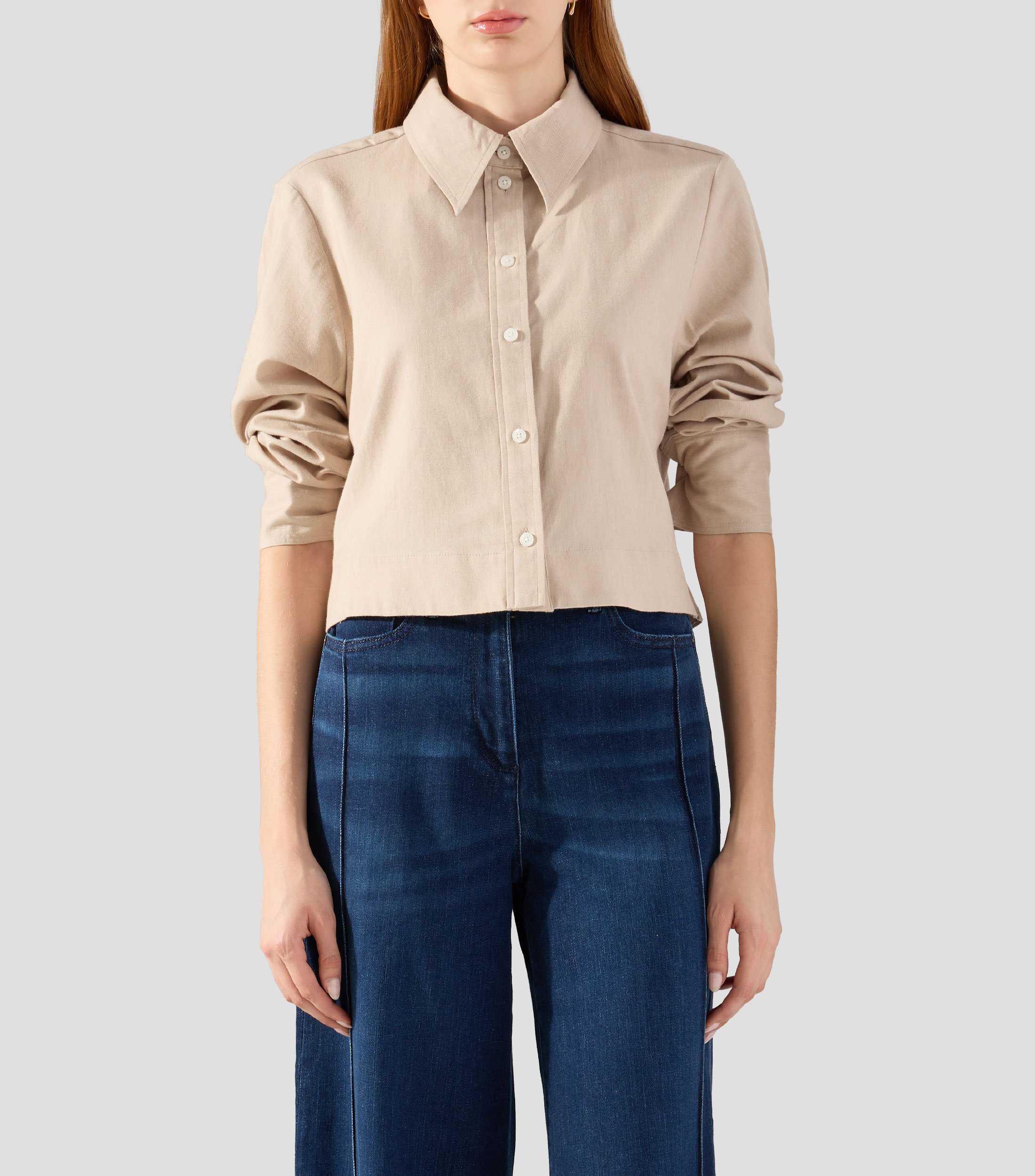 Camisa lisa manga larga Mujer