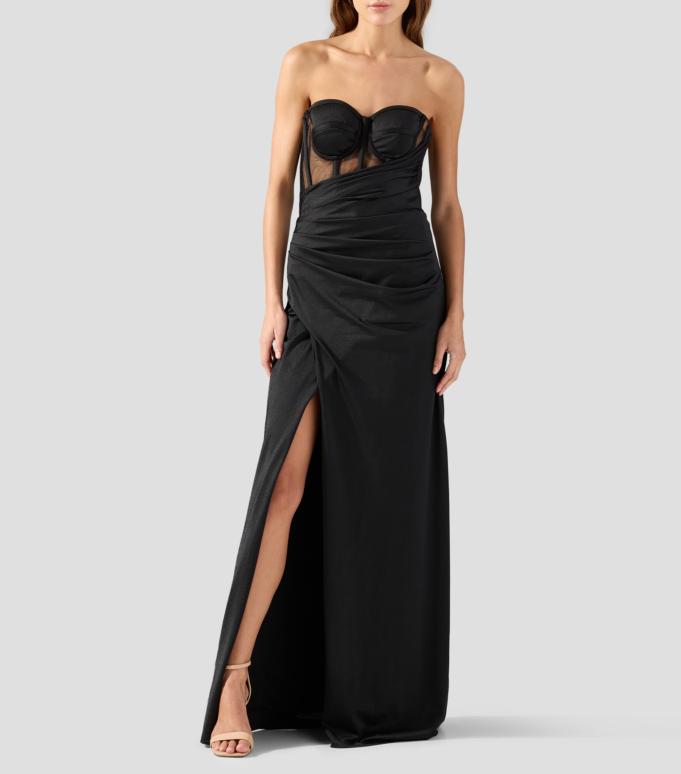Vestido de fiesta largo liso Mujer