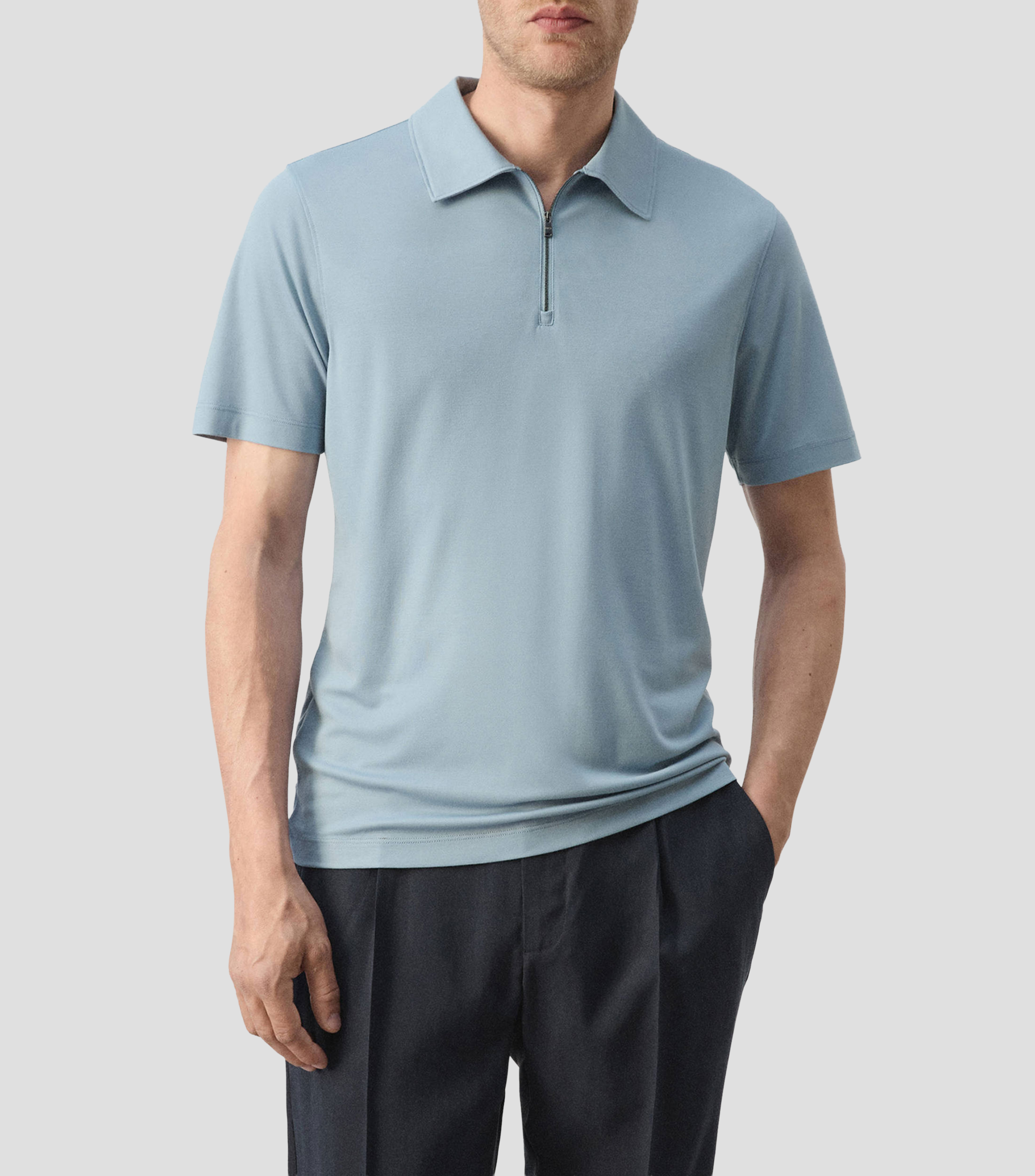 Playera tipo polo manga corta lisa Hombre