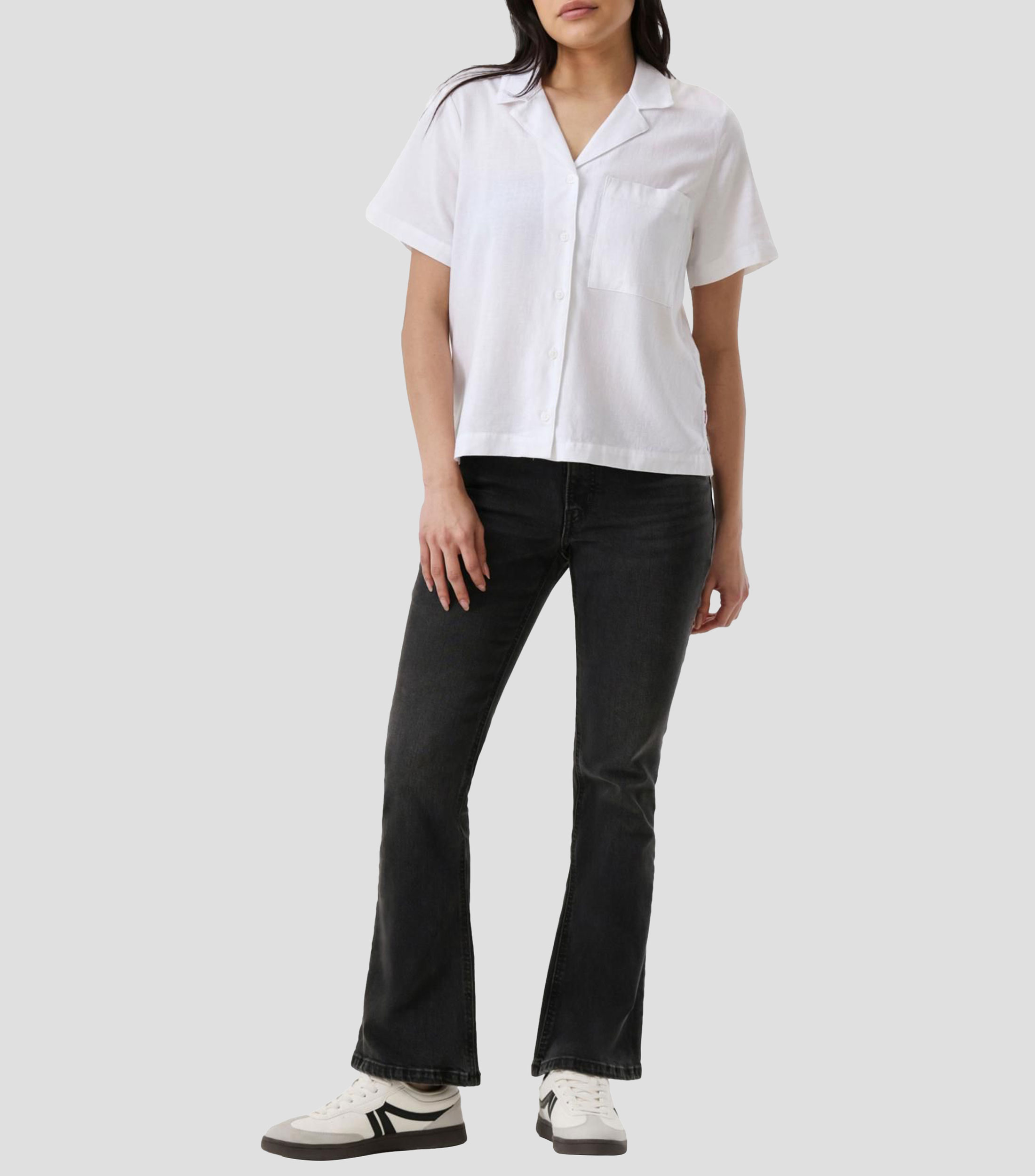 Camisa lisa con manga corta Mujer