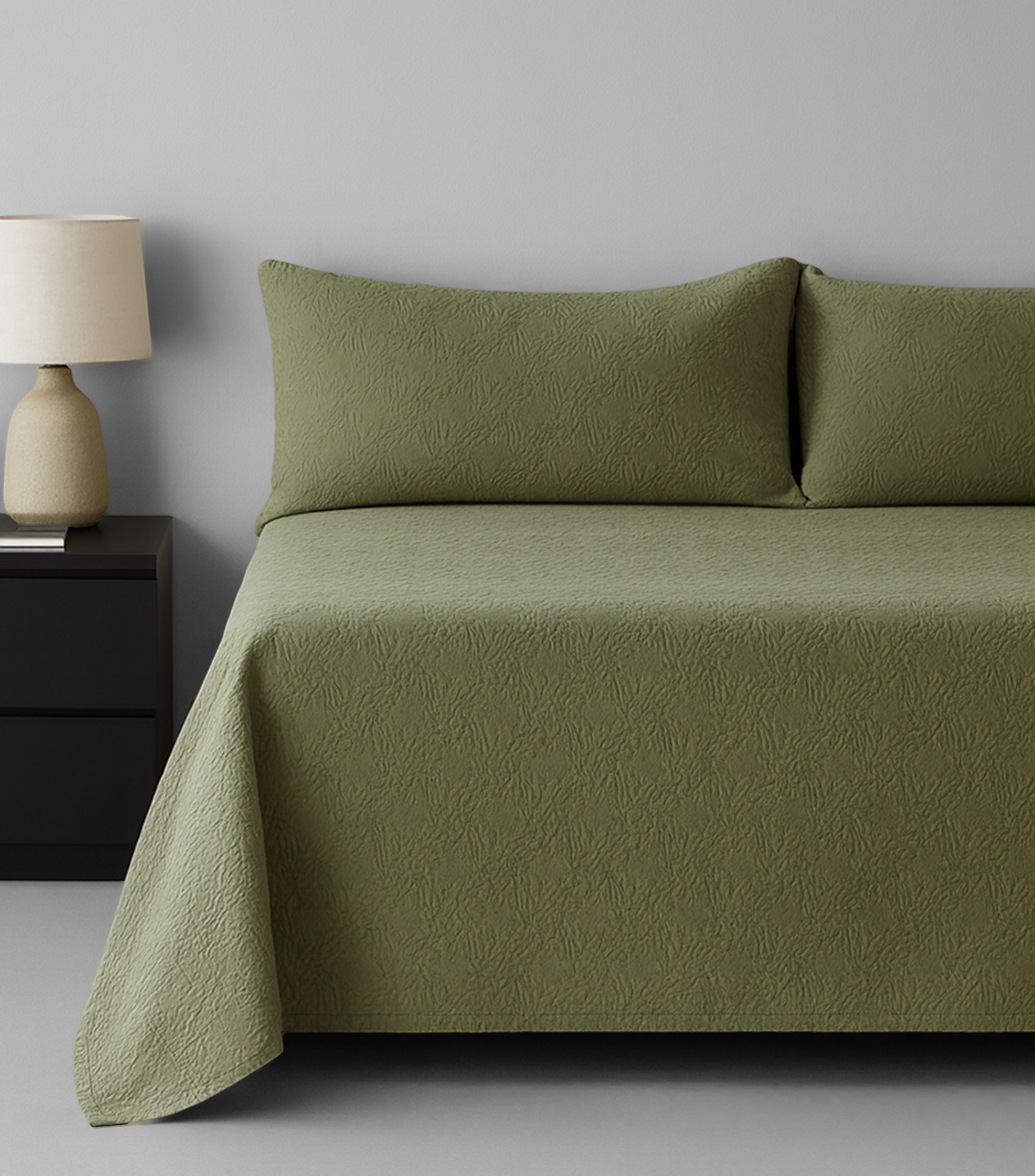 Colcha Matrimonial/Queen Size en algodón verde