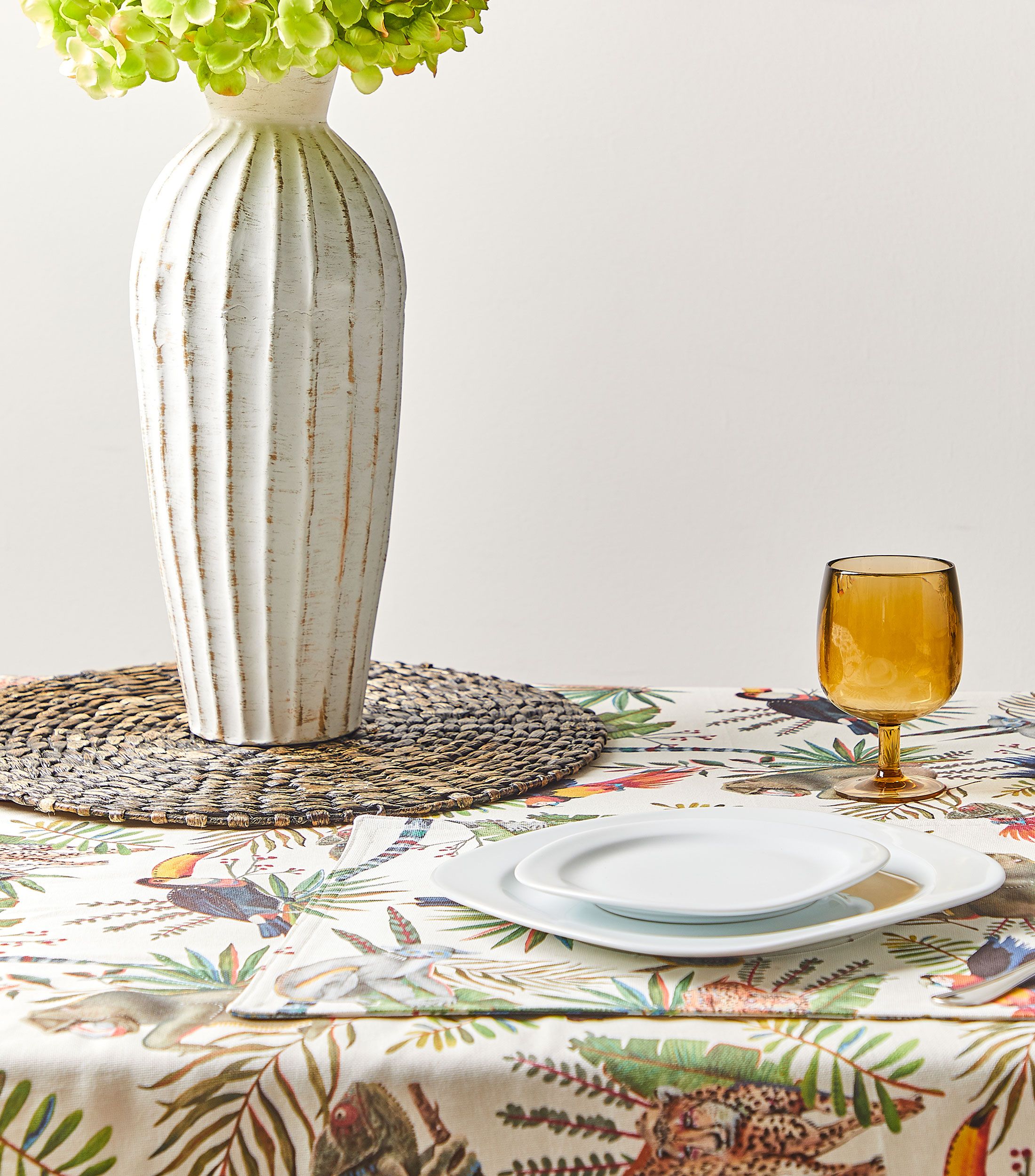 Mantel para Mesa Jungla Blanco Rectangular