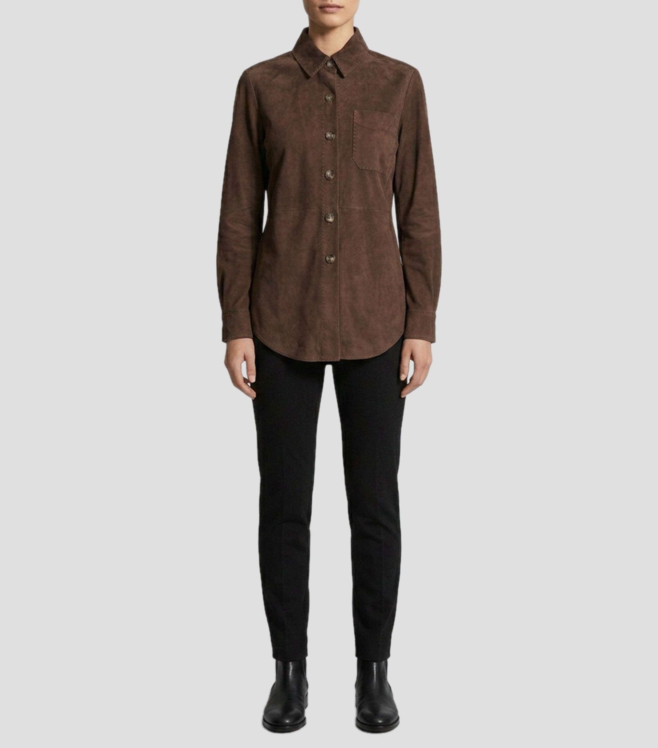 Camisa lisa manga larga Mujer