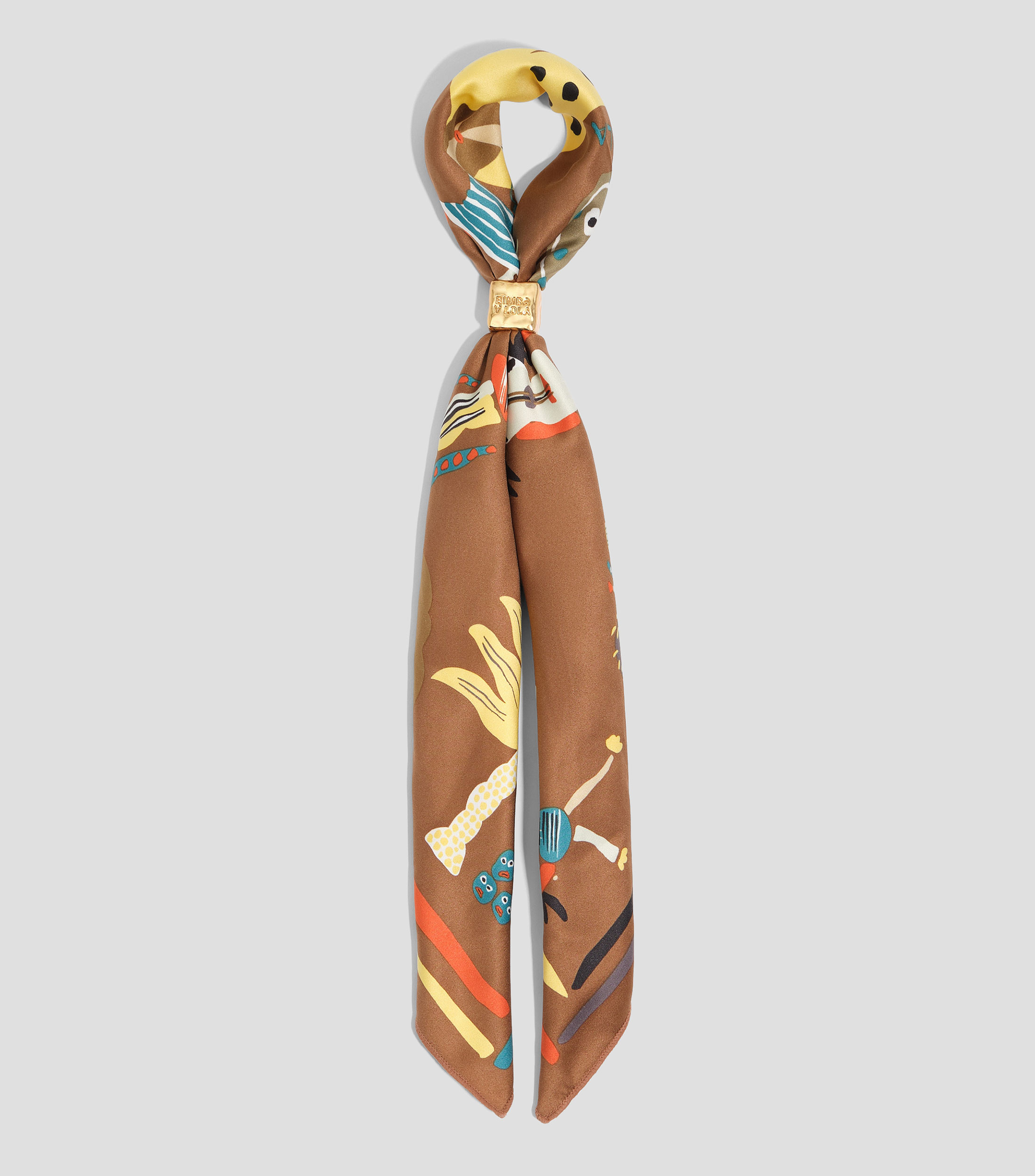 Pañuelo con charm fiesta isleña marrón Mujer