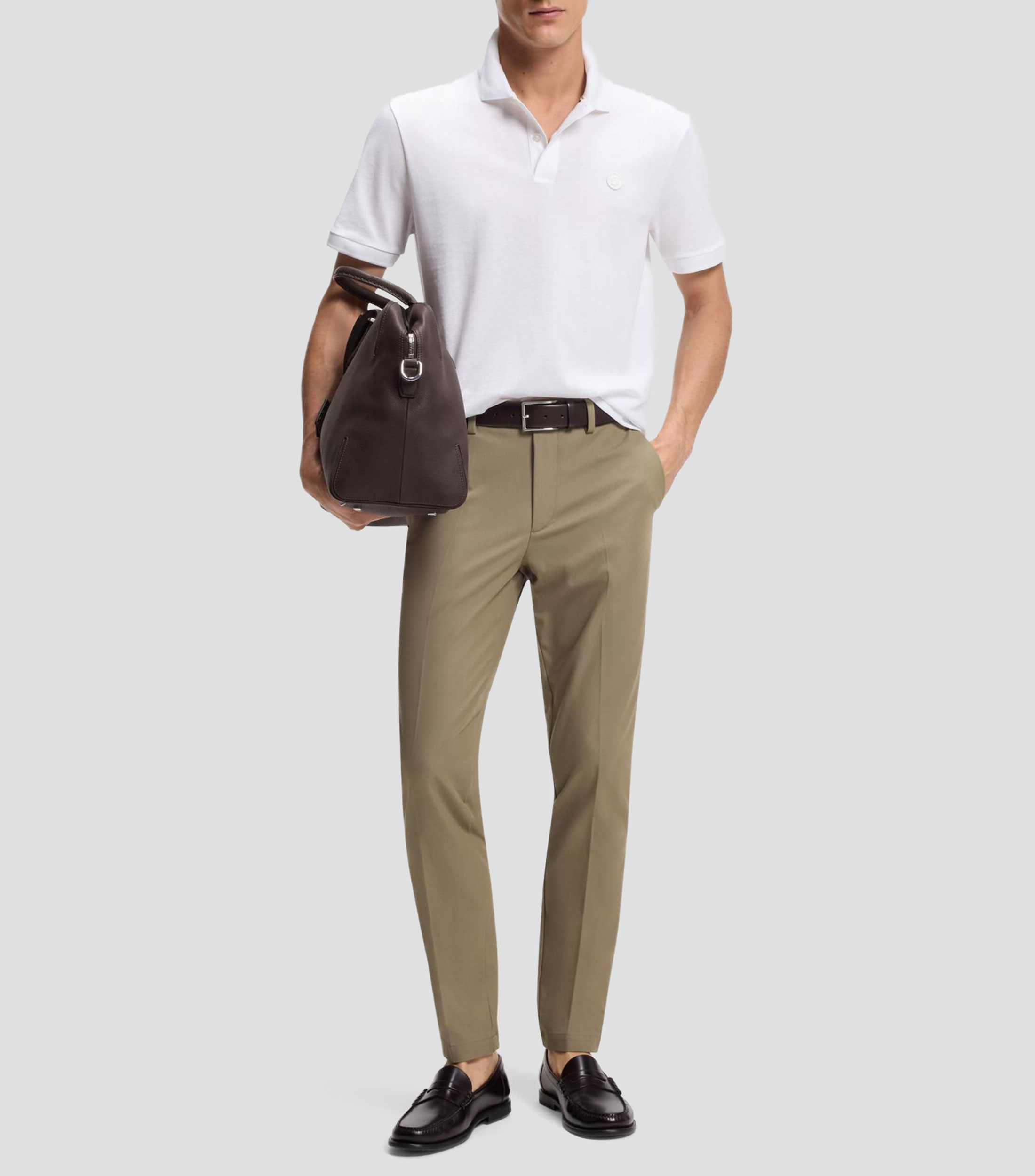 Polo de piqué de algodón con monograma Double B Hombre