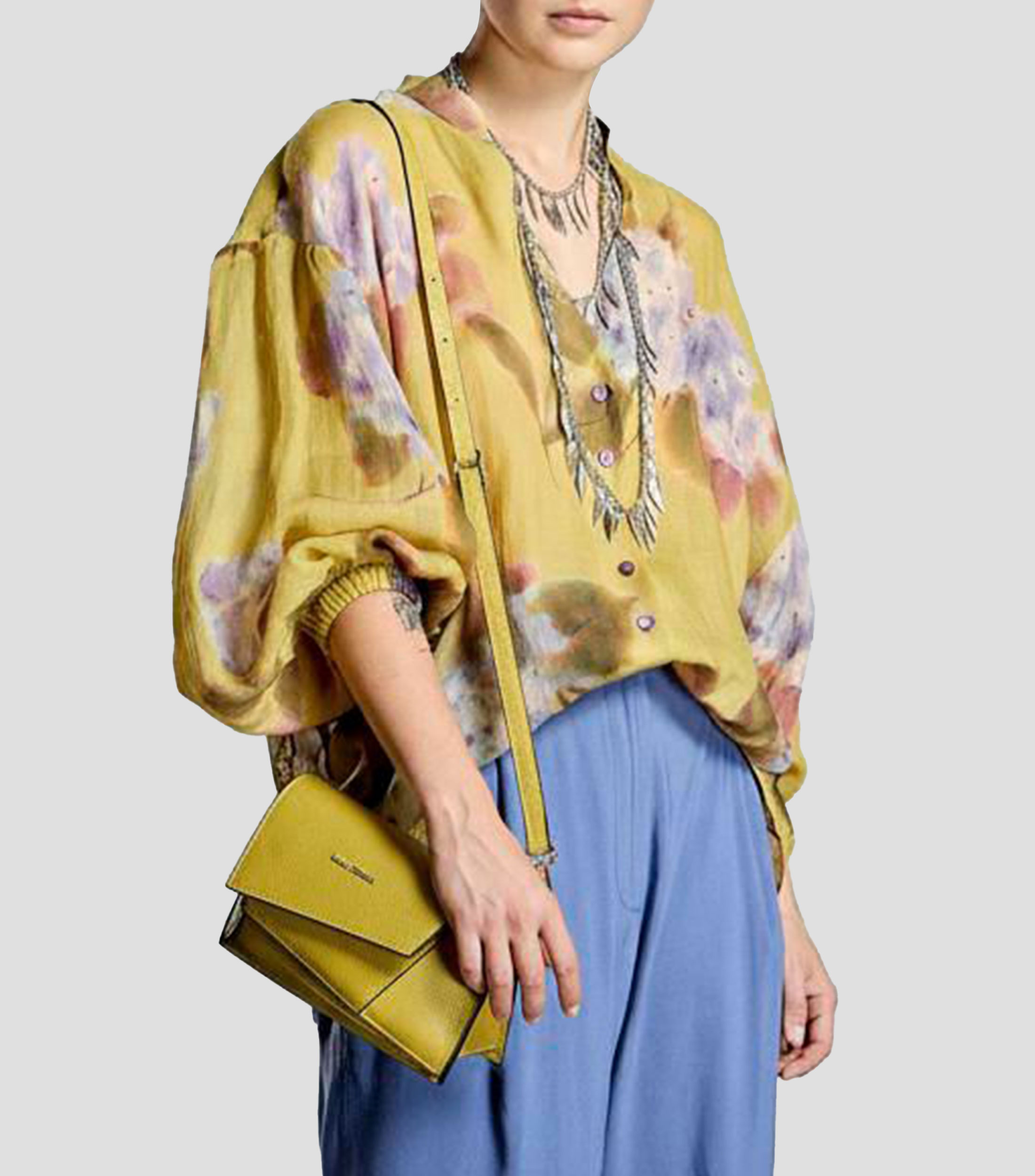 Blusa estampada manga 7/8 Mujer