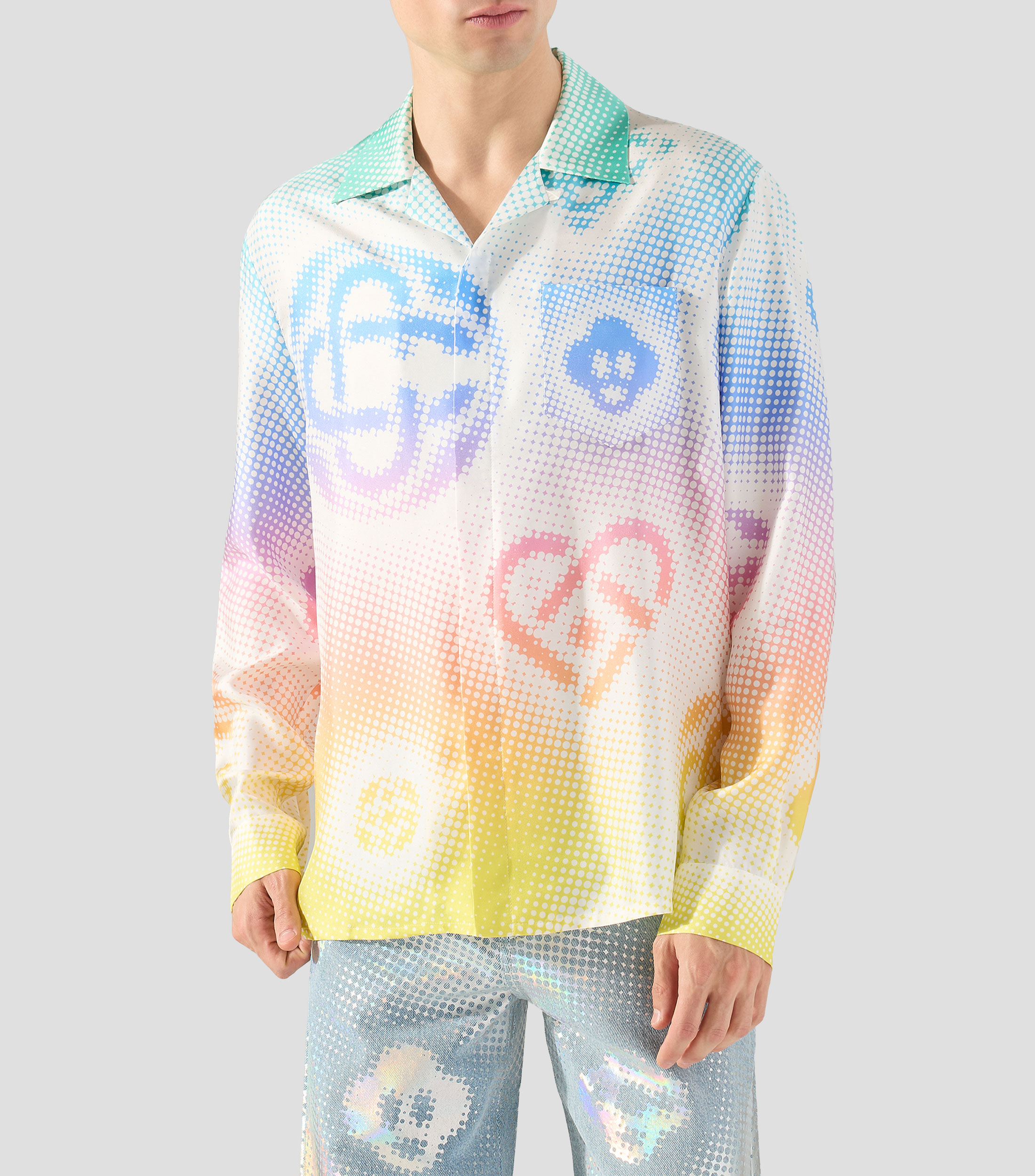 Camisa estampada con manga larga Hombre