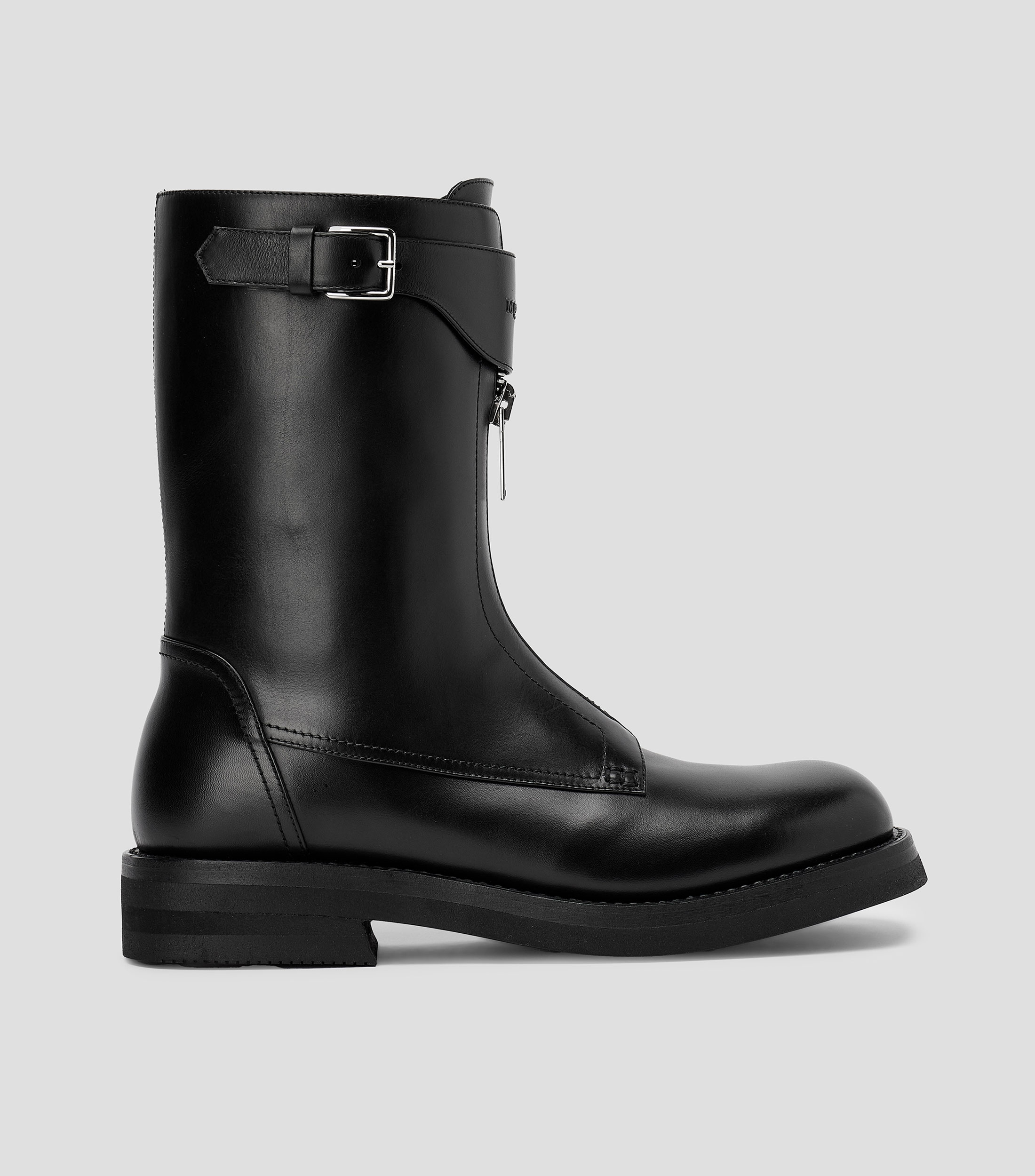 Botas en piel con tacón bajo media luna Hombre