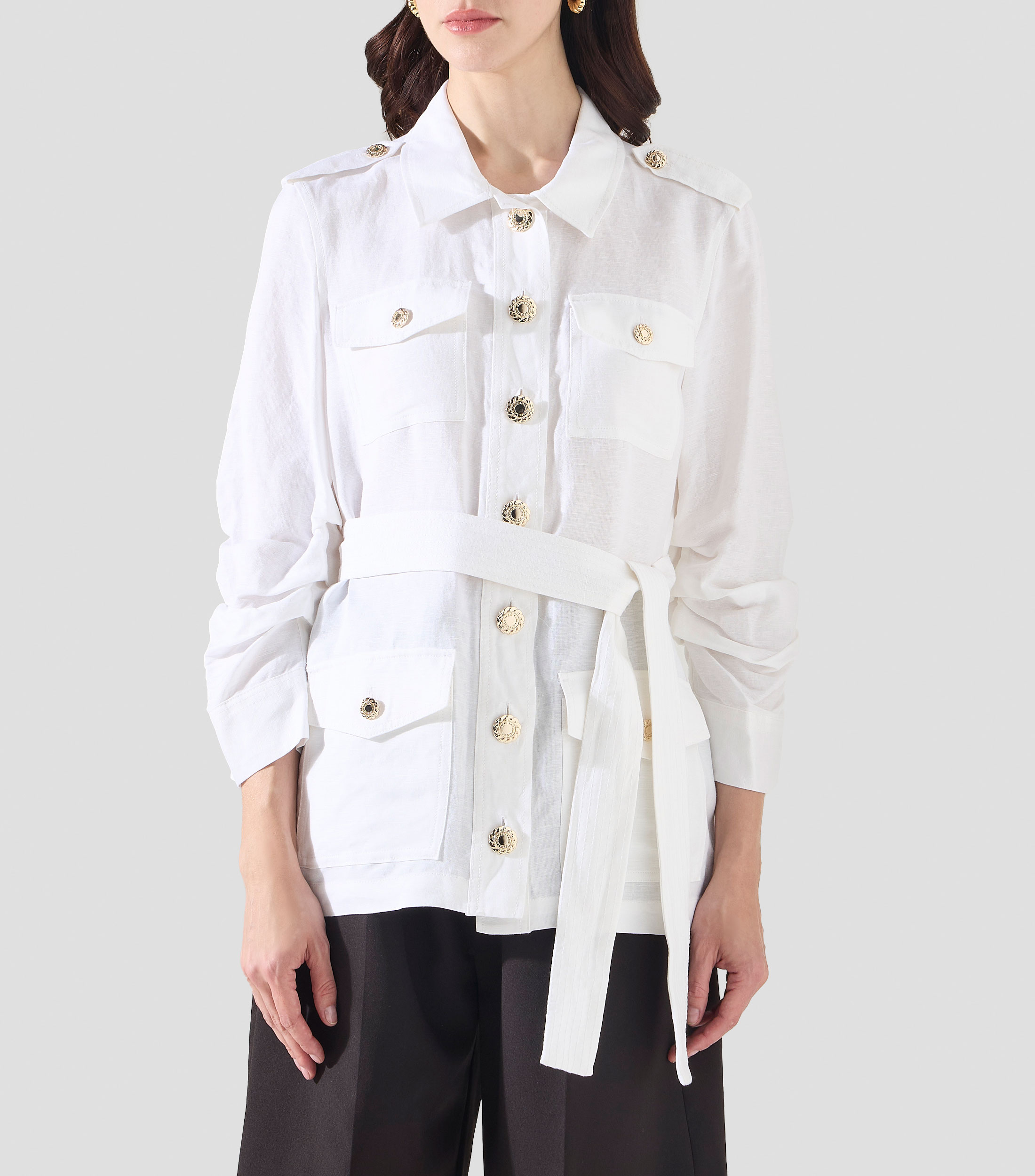 Camisa lisa manga larga Mujer