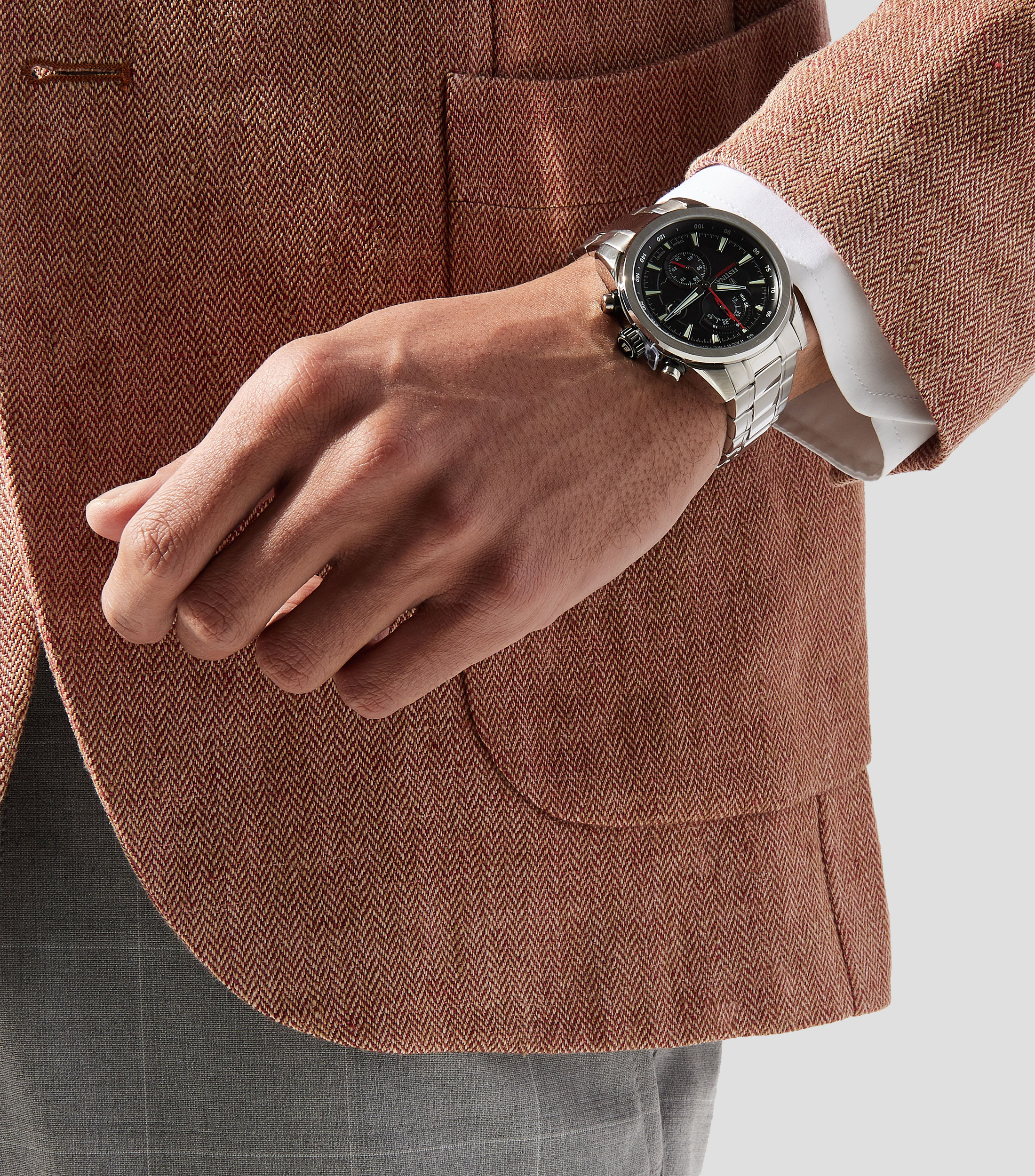 Reloj para Hombre Casual Plateado, Negro