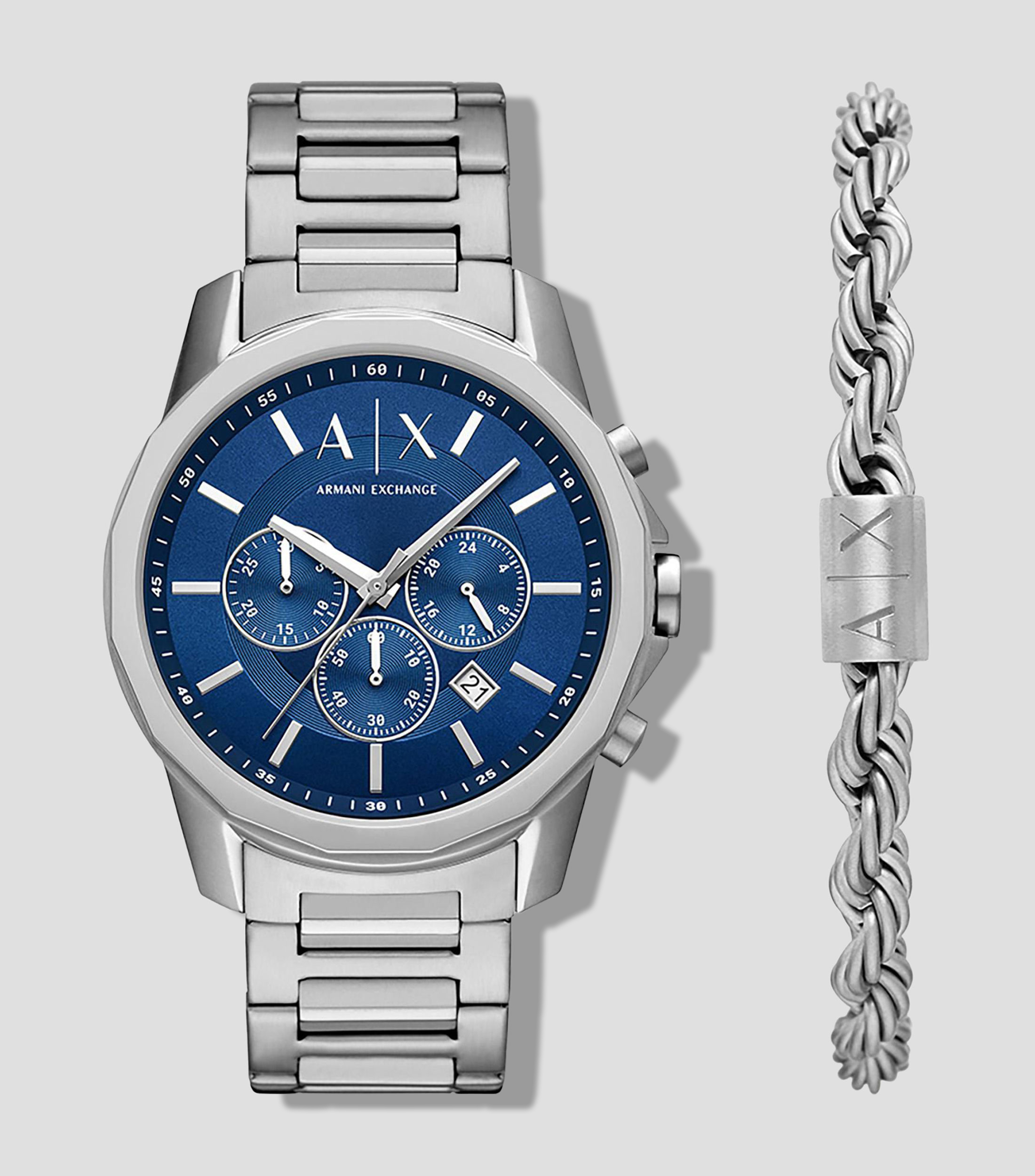 Set Reloj y Brazalete para Hombre Smart Plateado