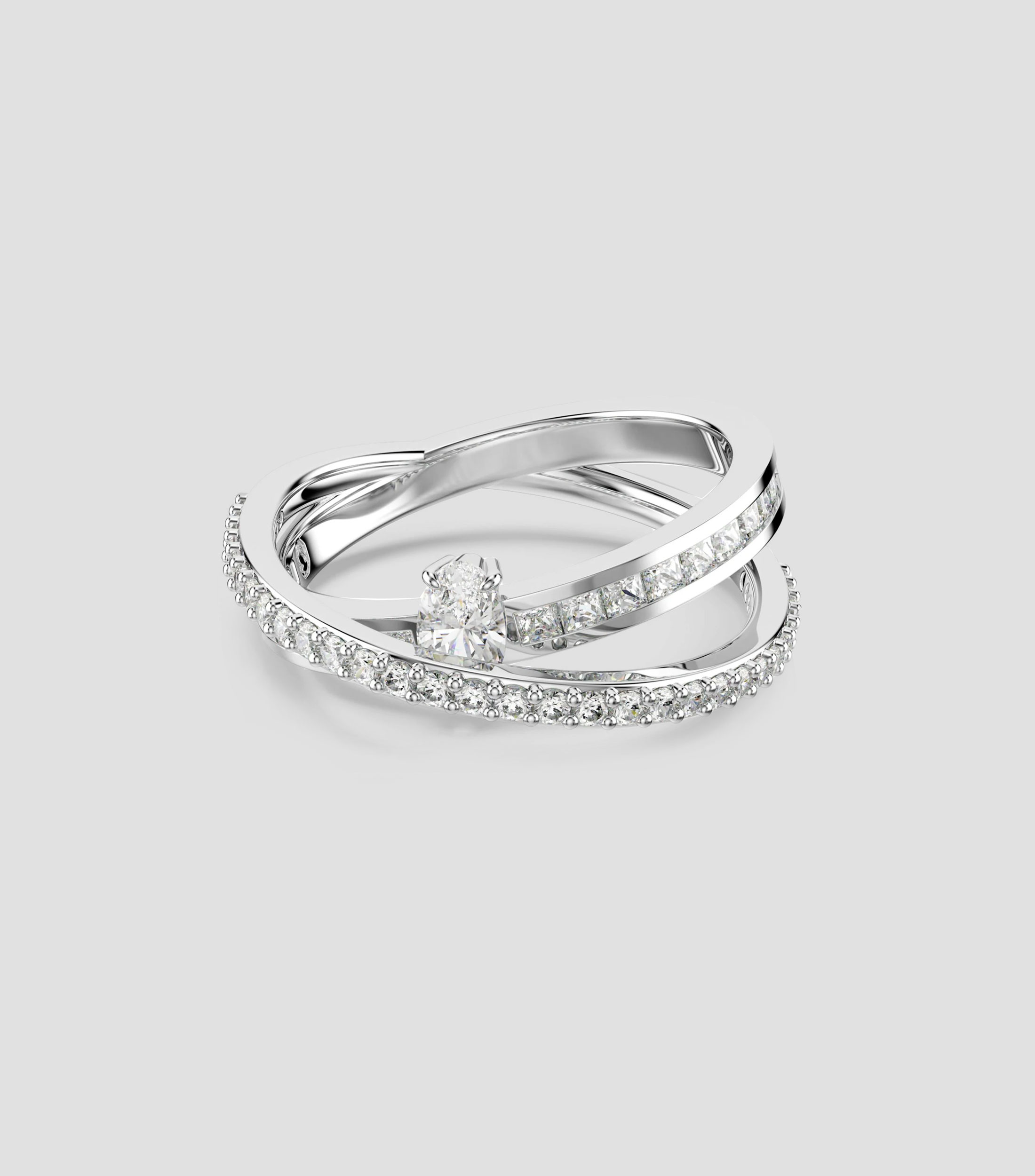 Anillo de dos bandas con zirconias Hyperbola Unisex