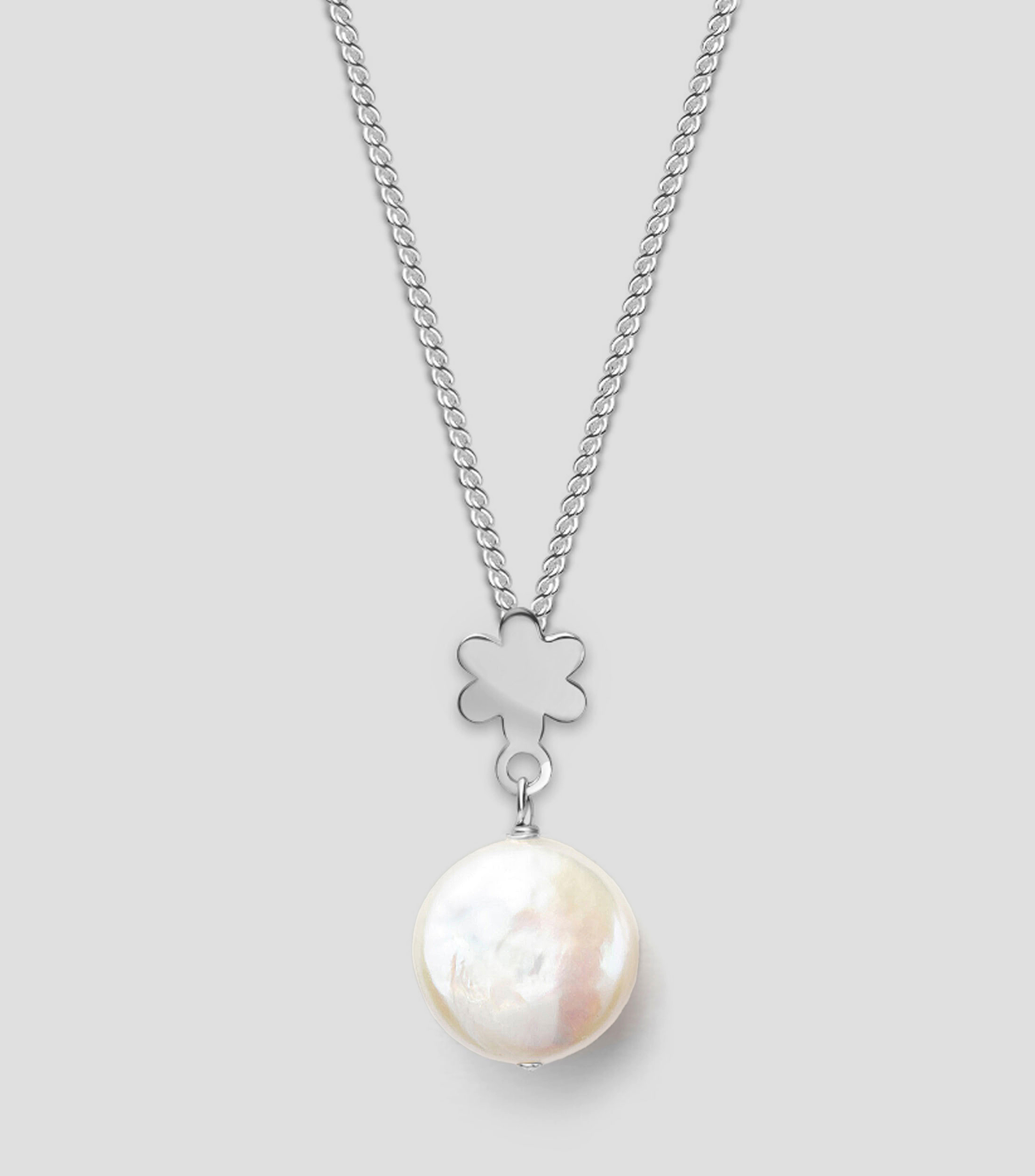Dije de flor en plata .925 con perla Mujer