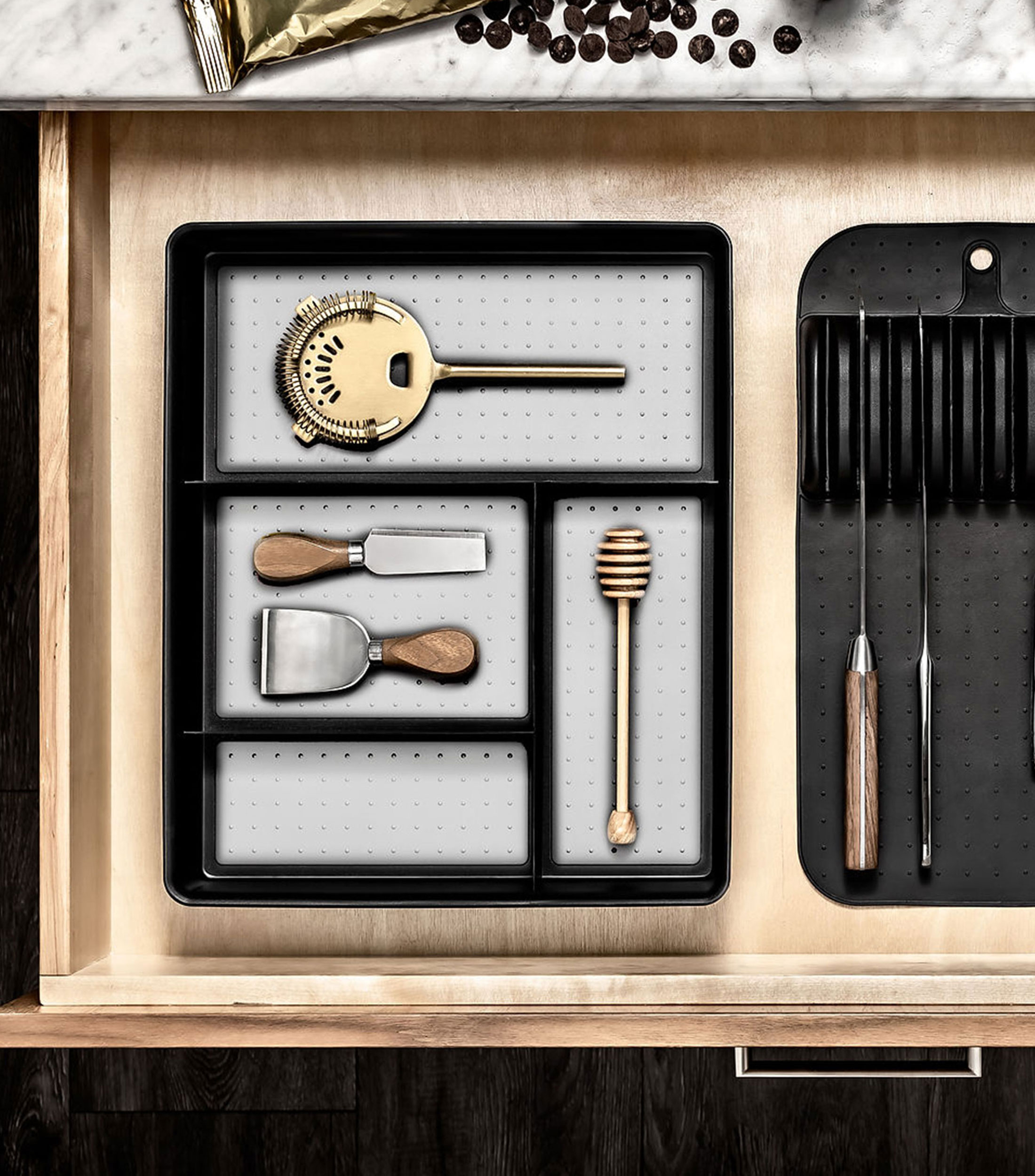 Organizador de cubiertos gris oscuro