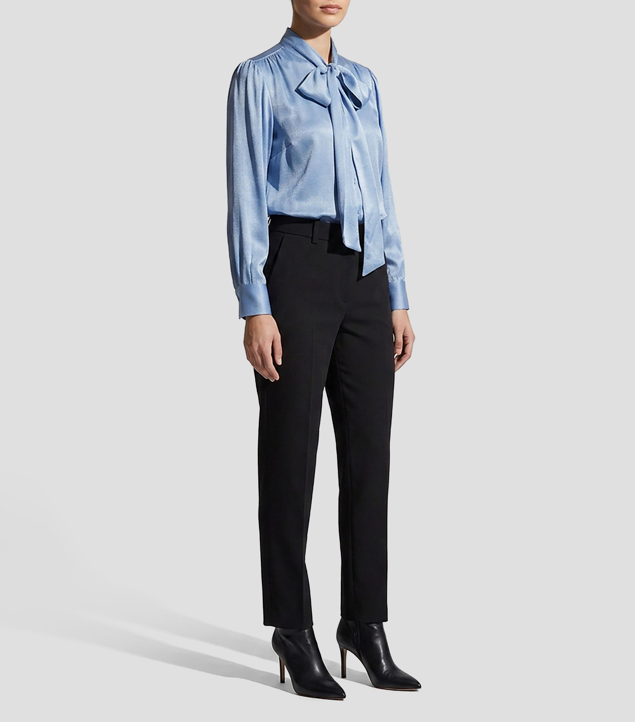 Blusa lisa con textura manga larga Mujer