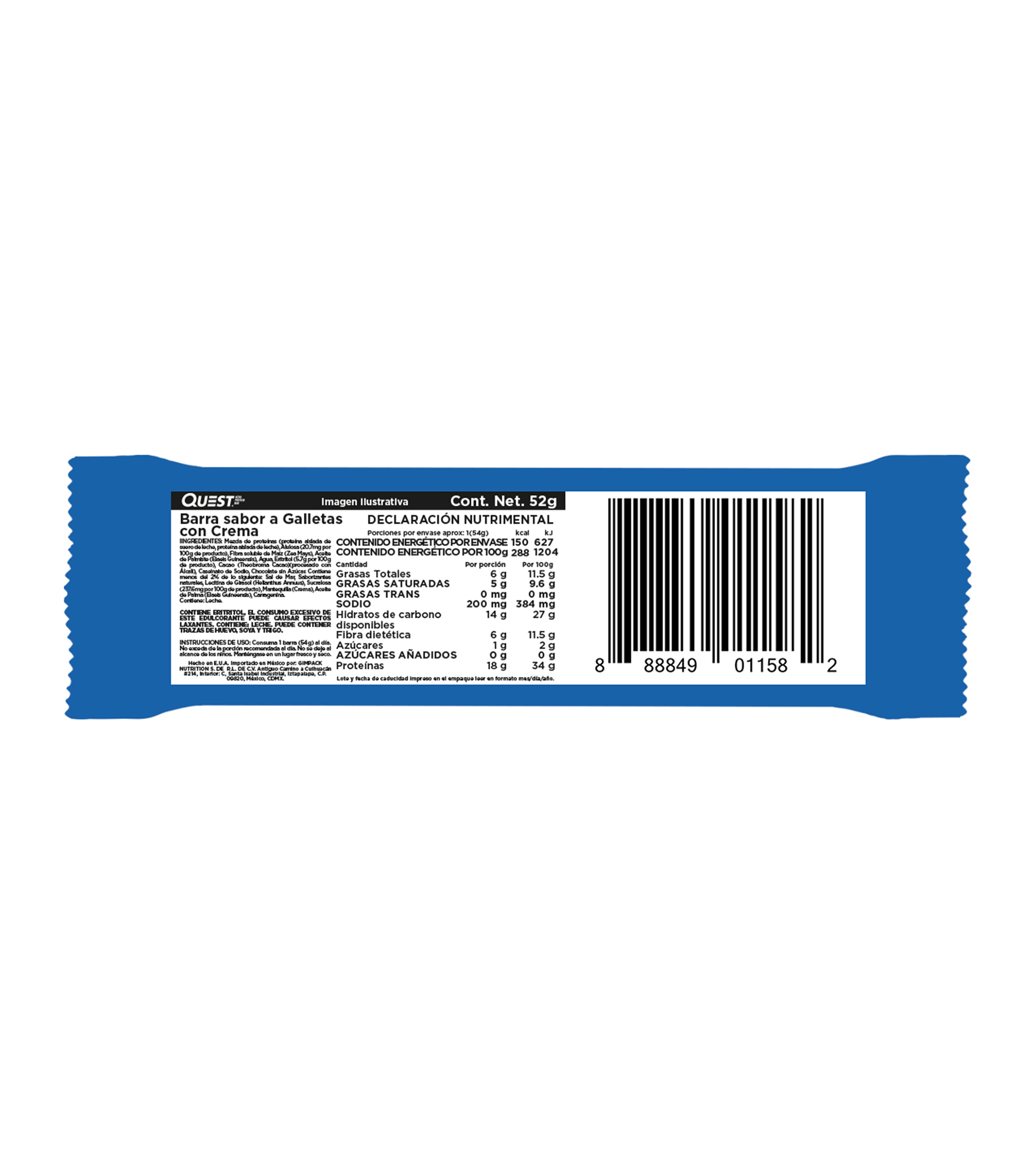 Barra de Proteína Cookies & Cream, 52 g