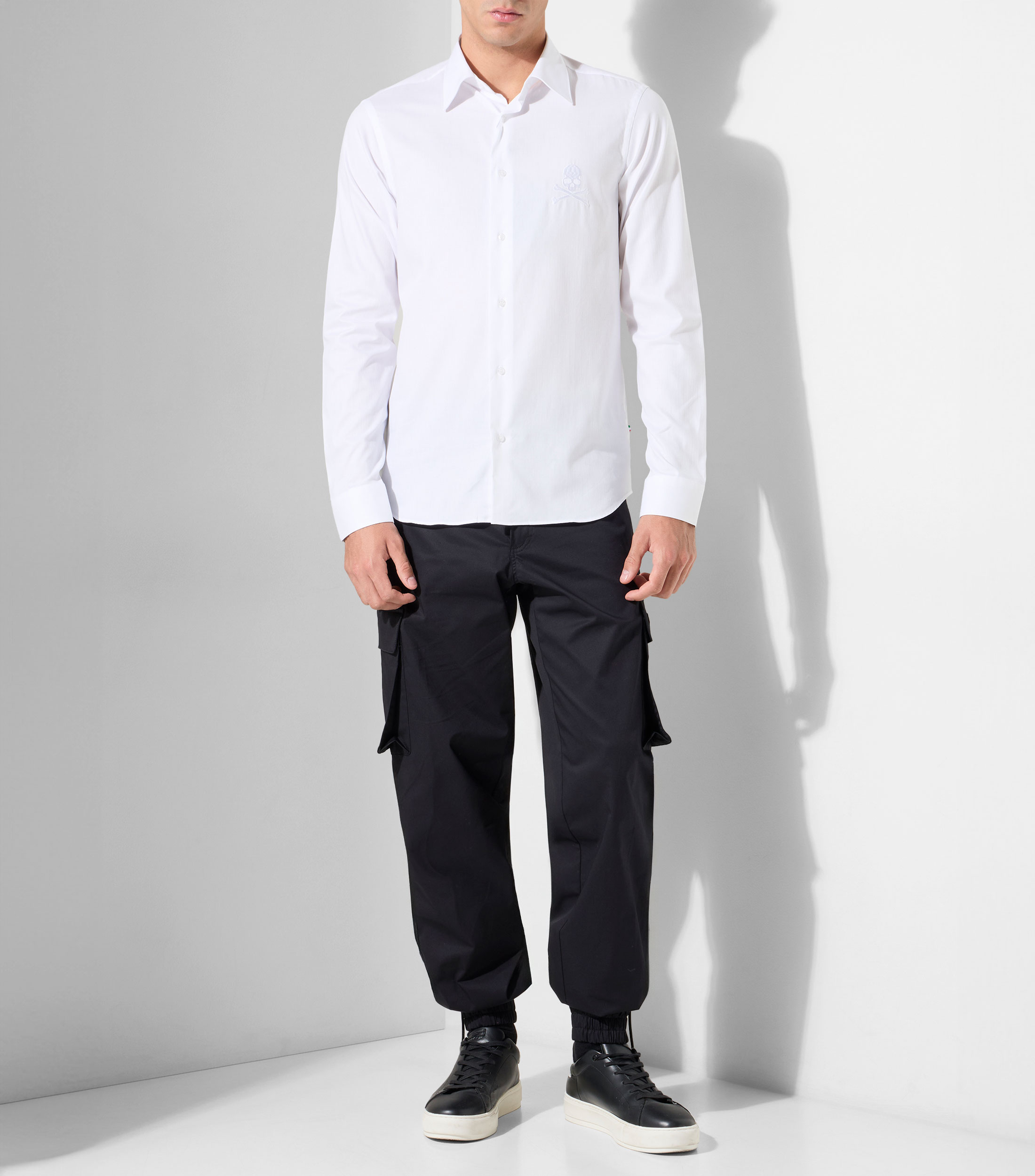 Camisa lisa con manga larga Hombre
