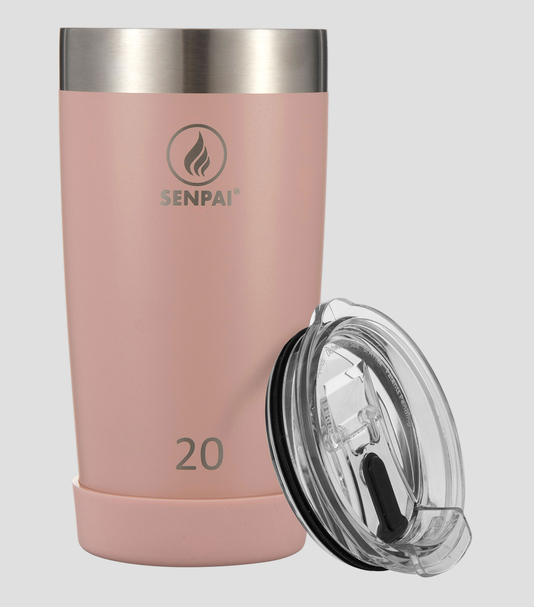 Vaso con tapa rosa 600 ml