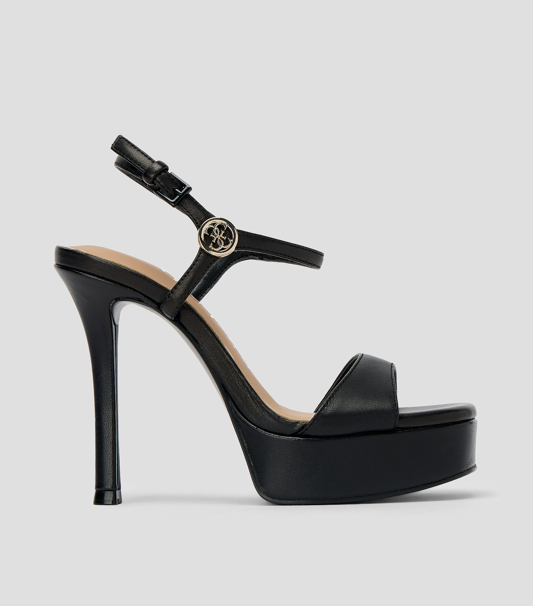 Sandalias casuales tacón alto de aguja en piel Mujer