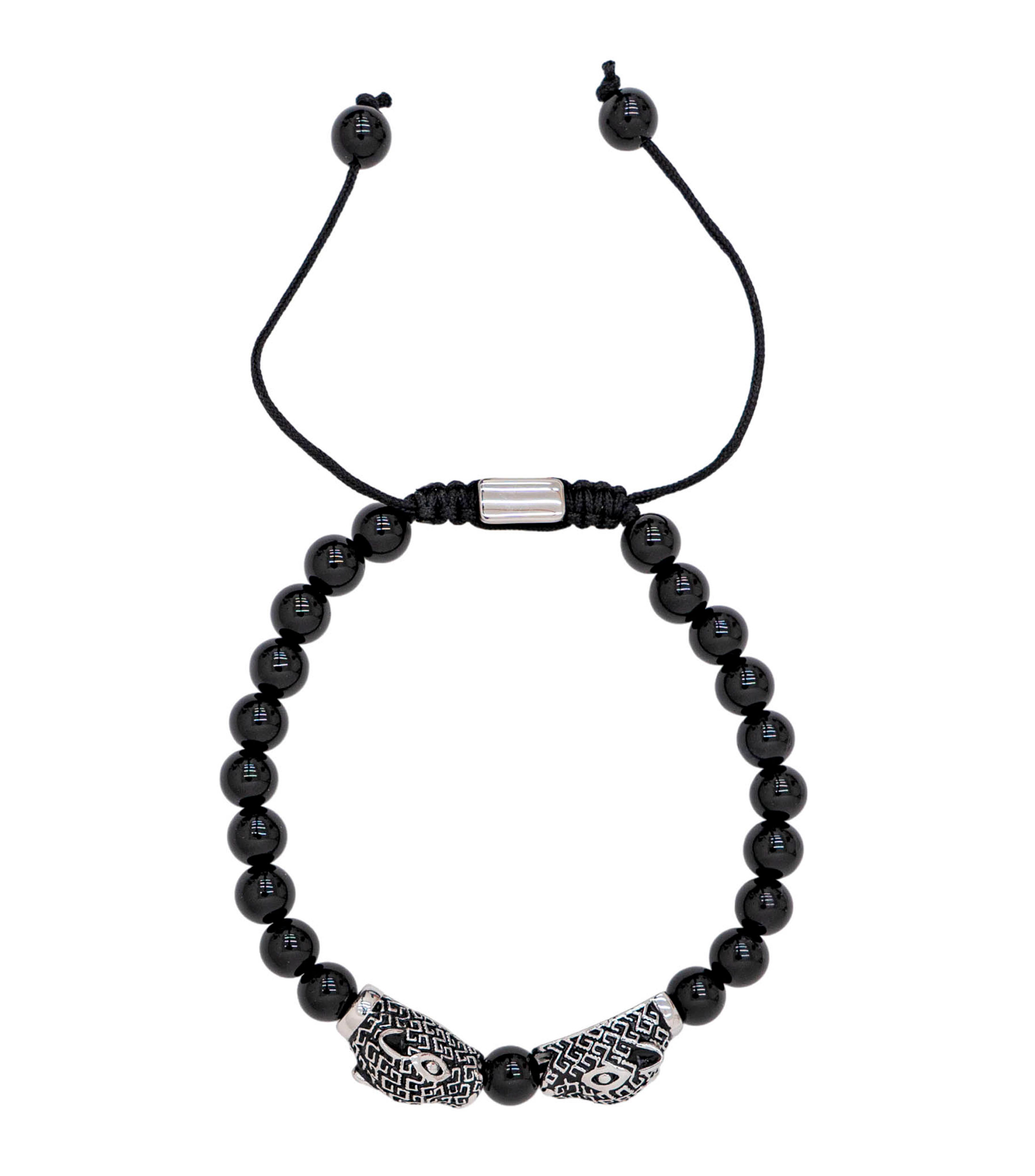 Brazalete negro con zirconia Jaguar Mitla y Ágata Hombre
